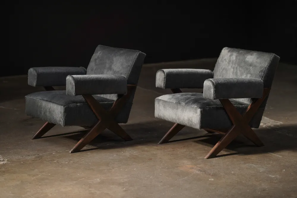 Pierre Jeanneret Easy Chair, Hair Hide