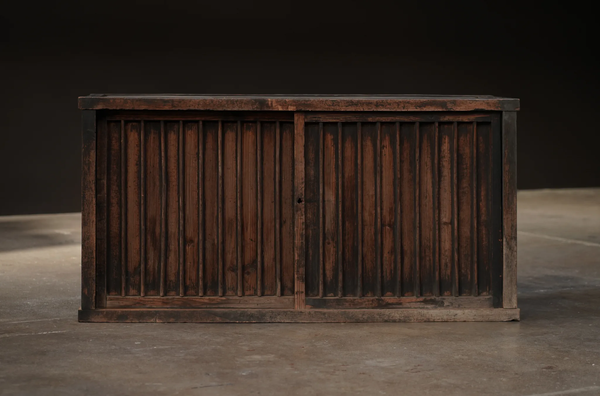 Rustic Brown Slatted Tansu