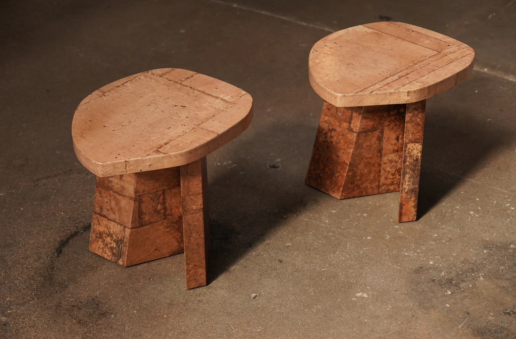 Ishi Patchwork Paper Side Table -  Tan, by Studio Balestra