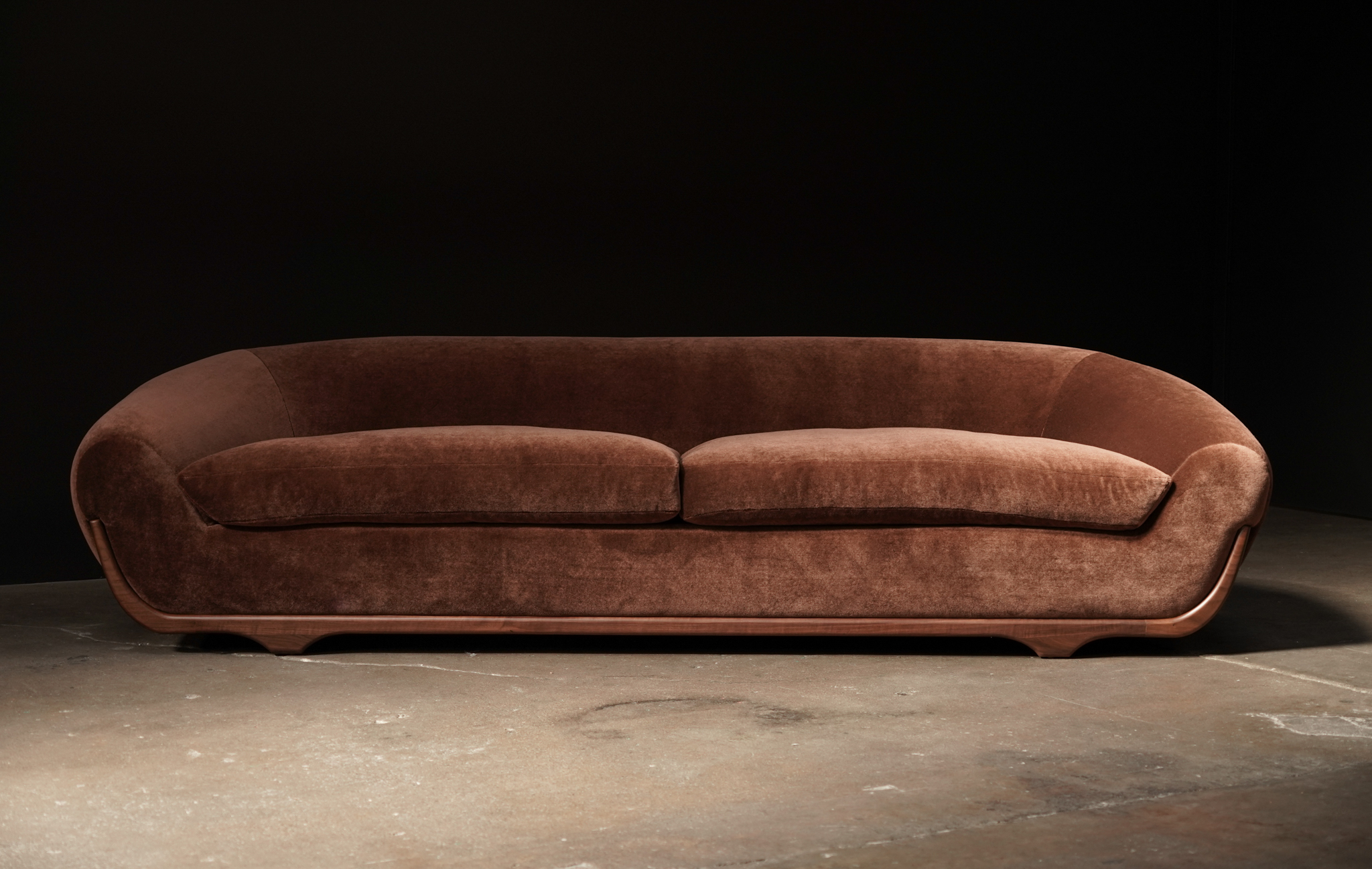 Stratus Sofa in Brown Mohair, by Studio Balestra