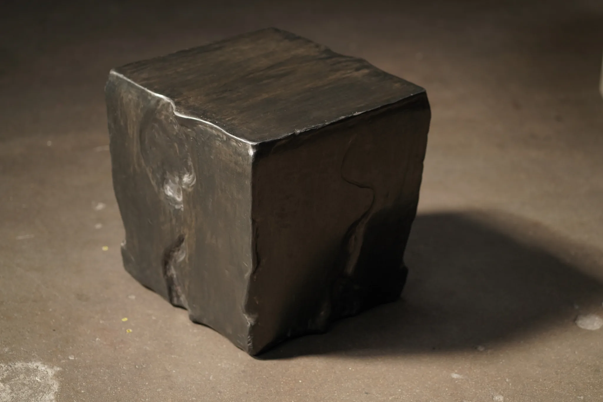 Lithos Steel Side Table, Aged Finish by Studio Balestra	