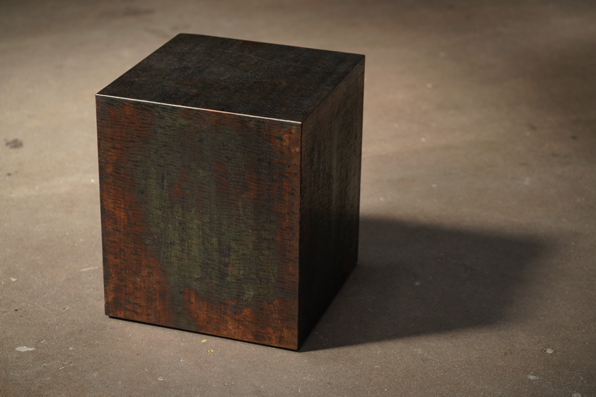 Chiseled Side Table with Patina