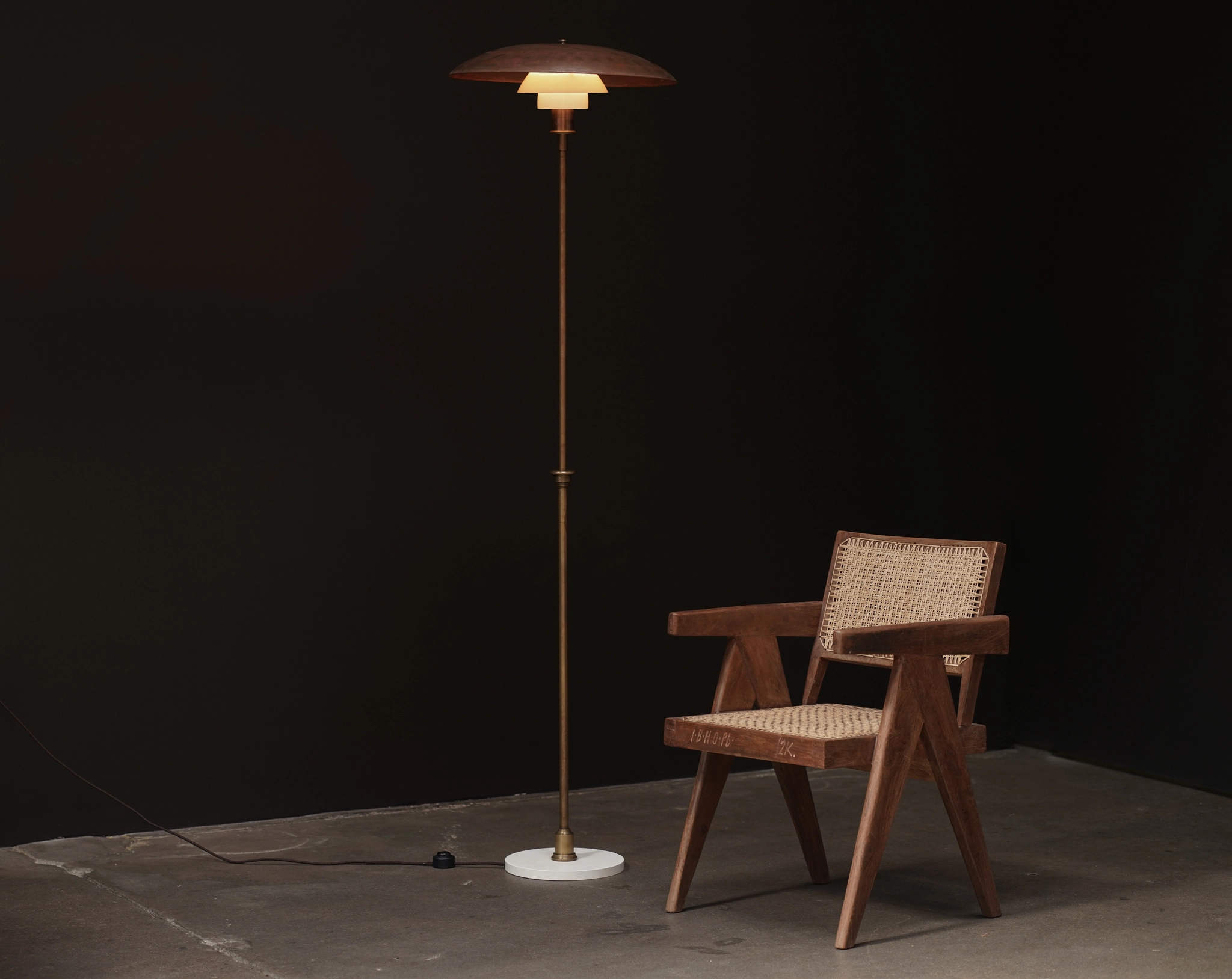 Poul Henningsen Floor Lamp 5/3, Opal Glass