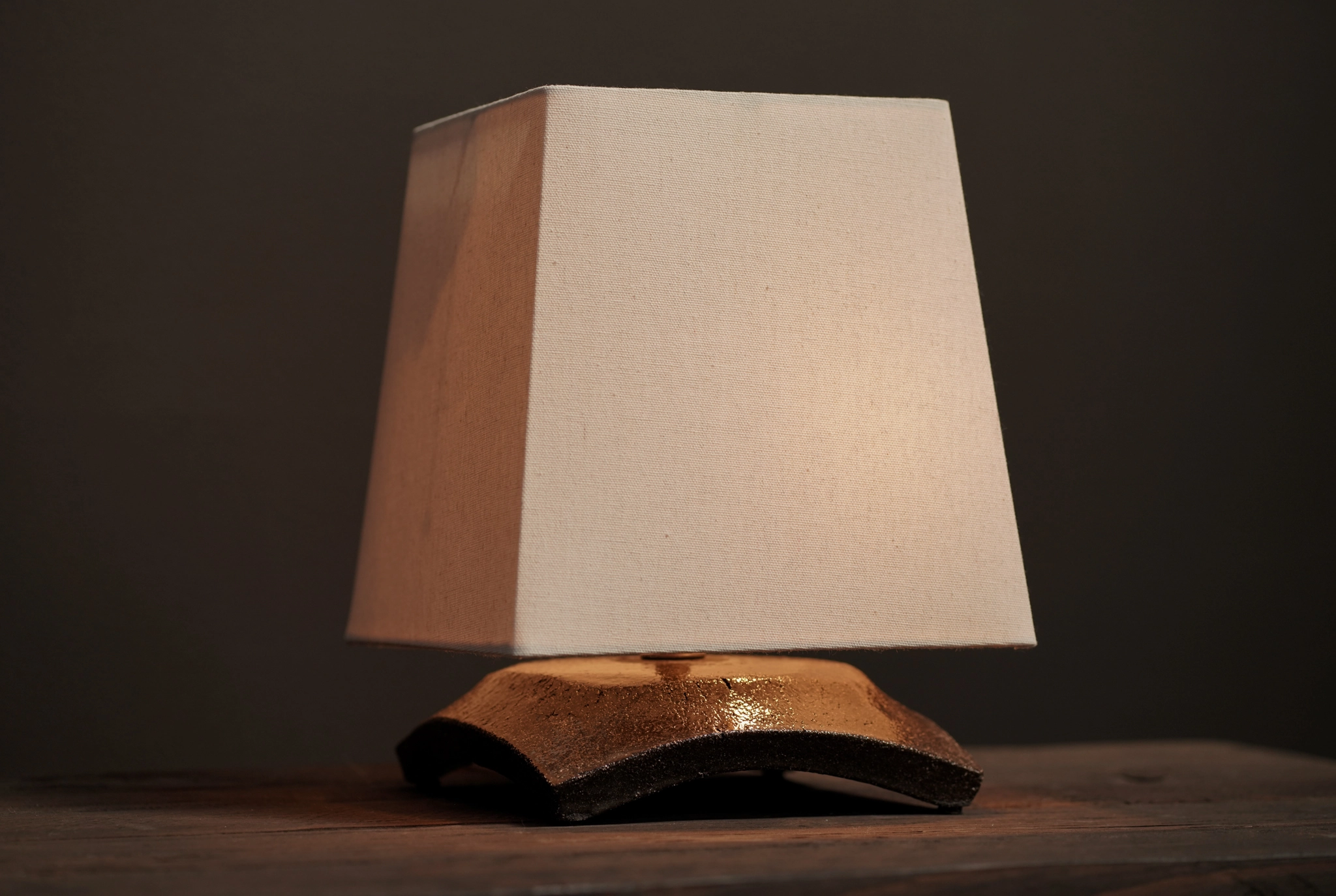 Small Square Curved Slab Lamp, Peat	
