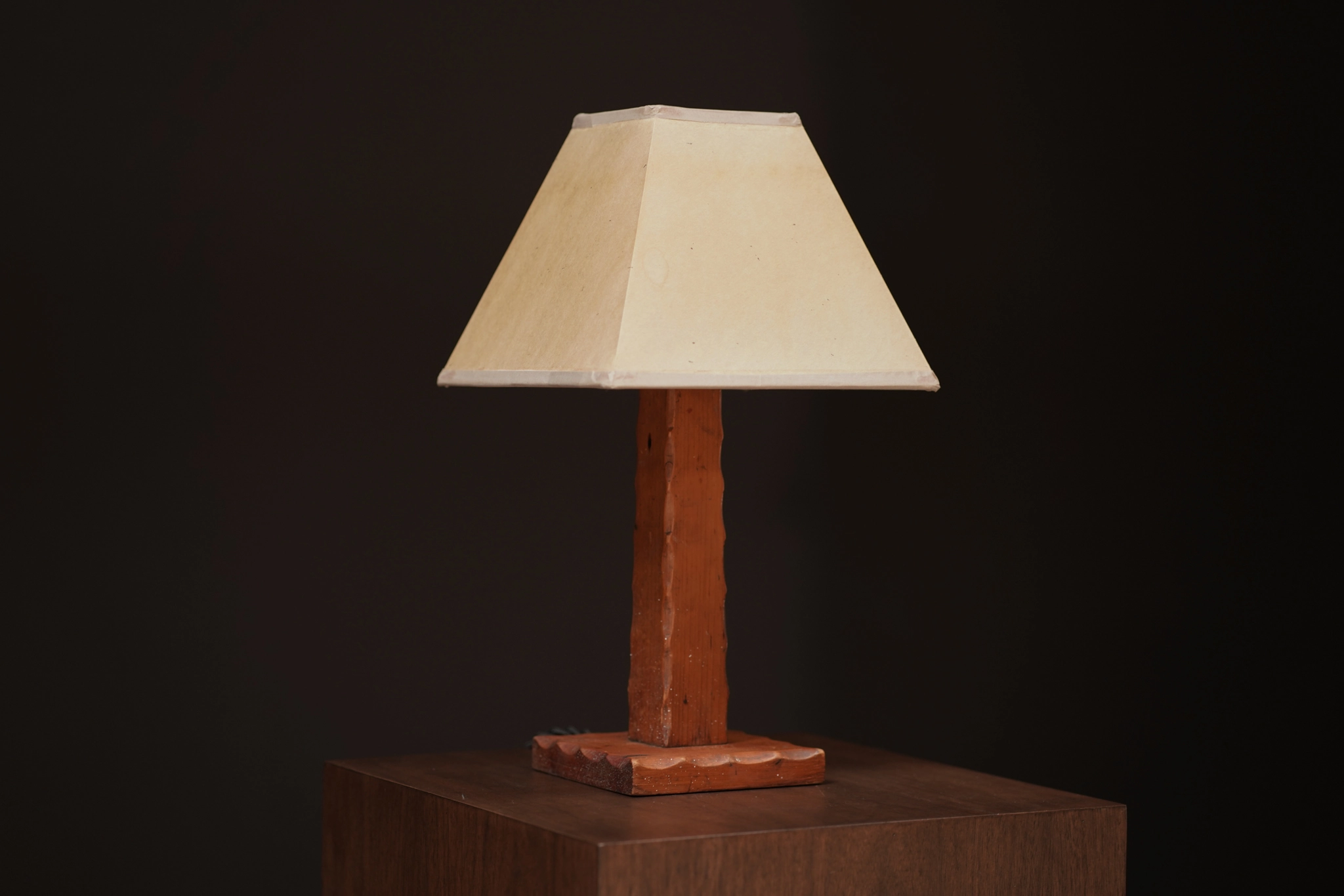 Small Carved Wood Lamp