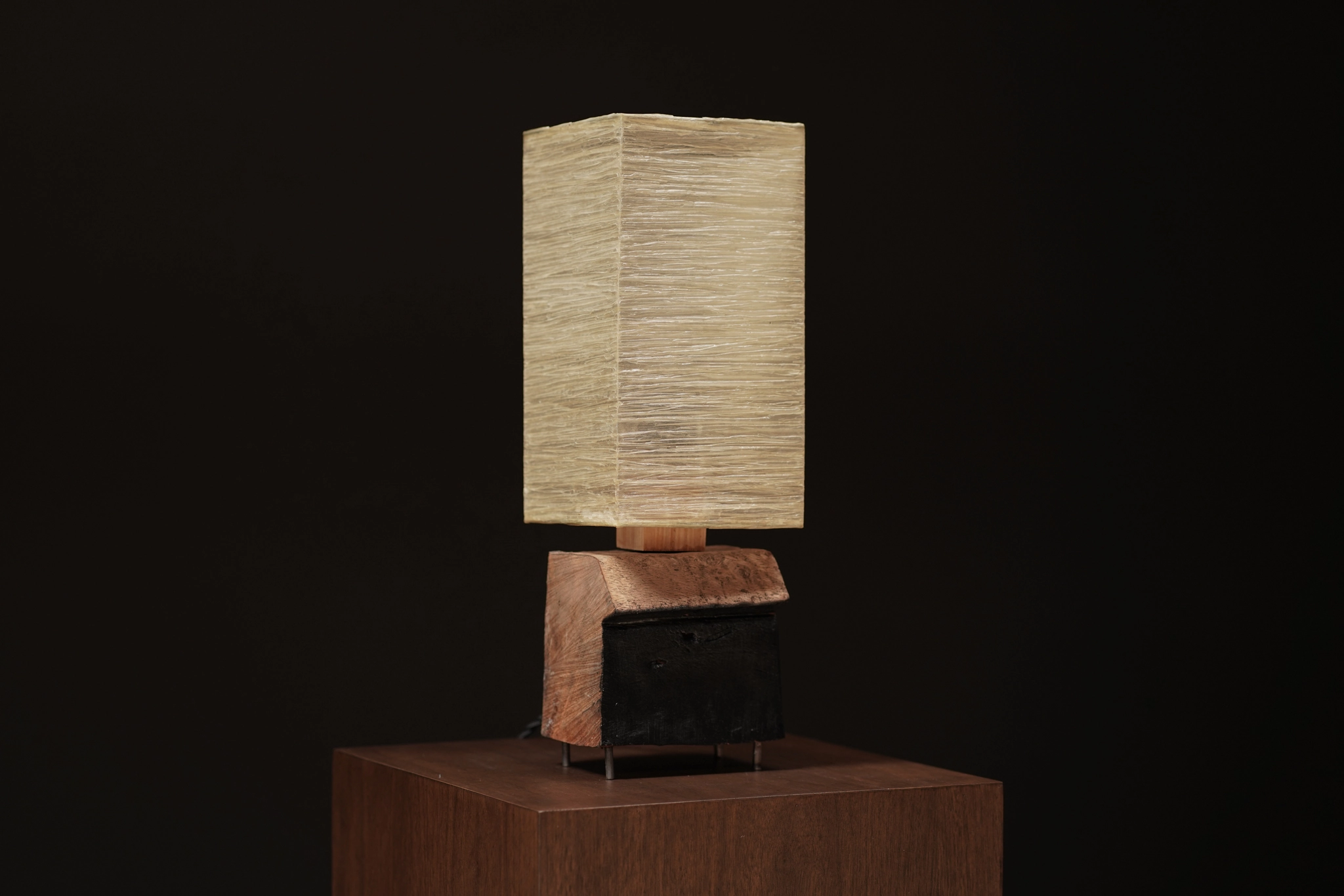 Vertical Wood & Paper Lamp