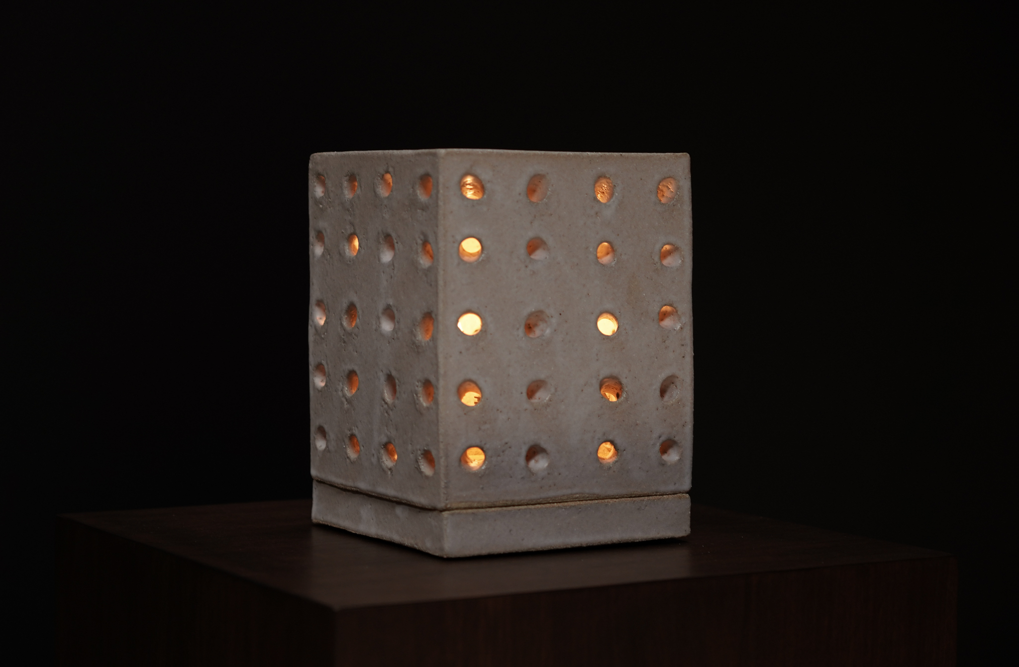 Small Perforated Ceramic Lamp, Chalk 