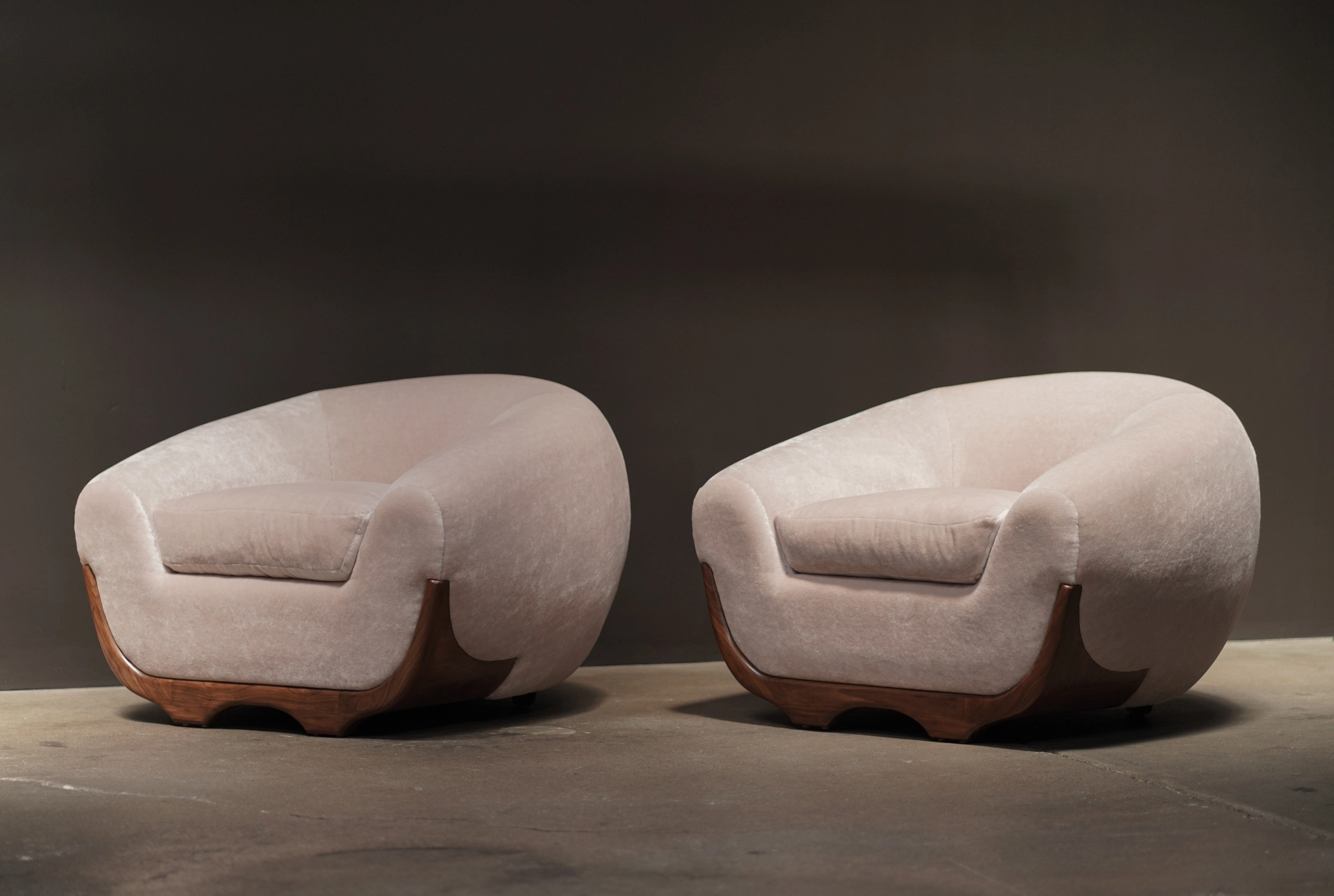 Stratus Lounge Chair in Pearl Mohair, by Studio Balestra