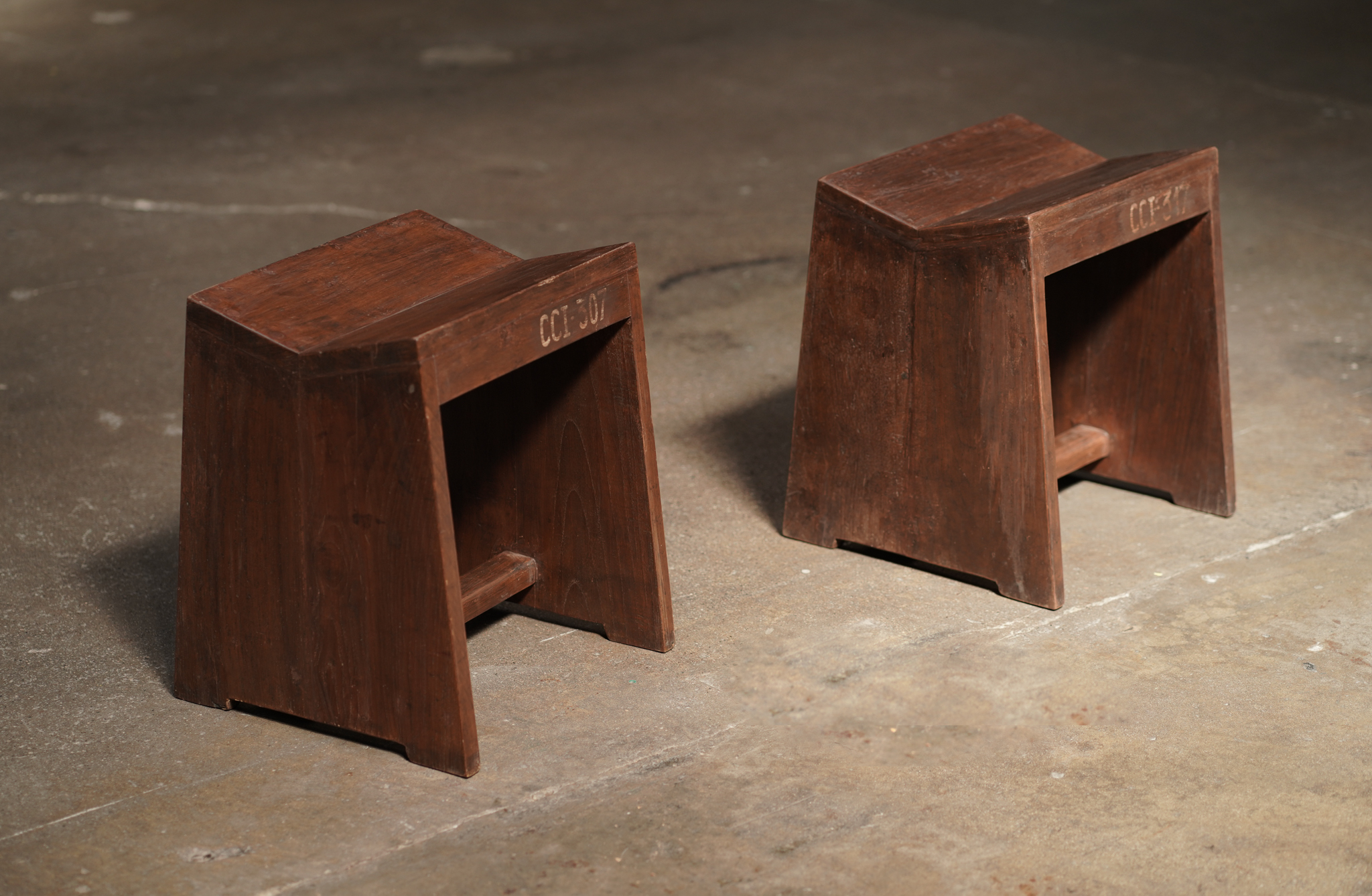 Pierre Jeanneret Stool, Pair available	