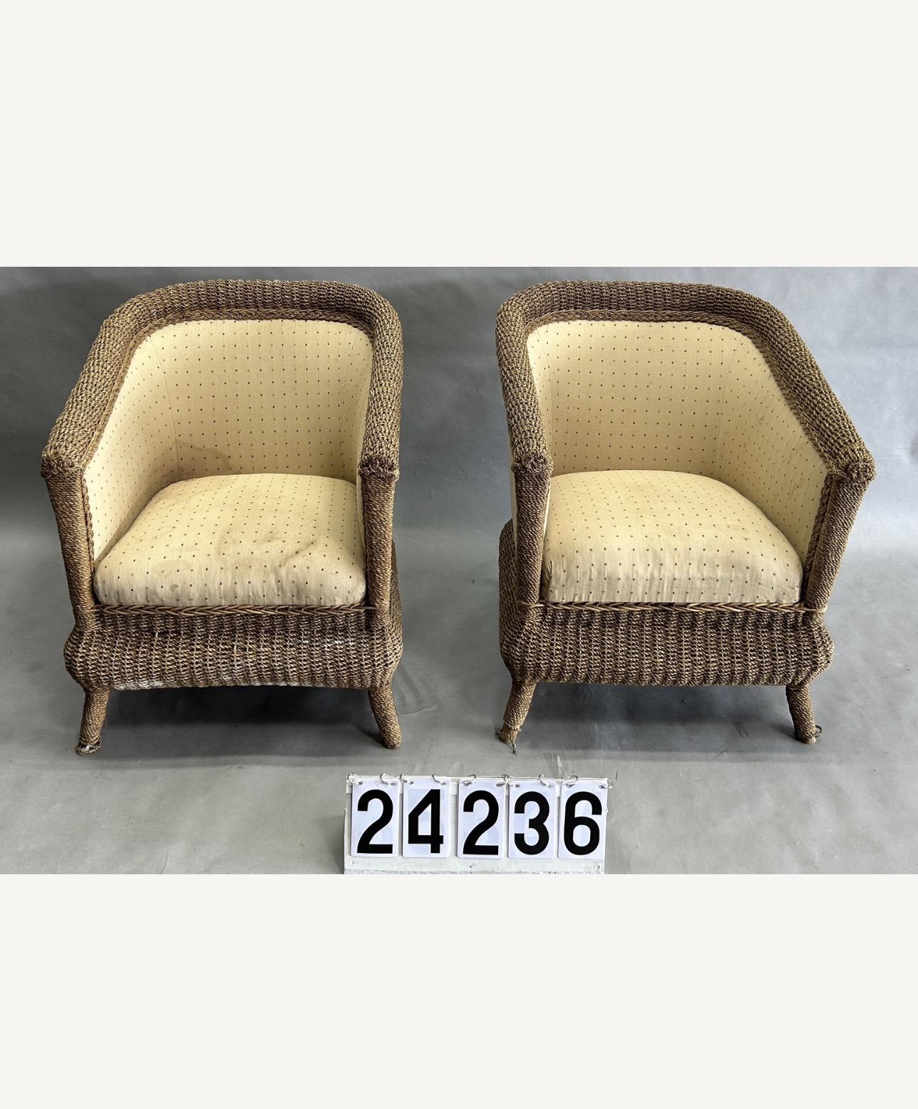 Pair Wicker Lounge Chairs