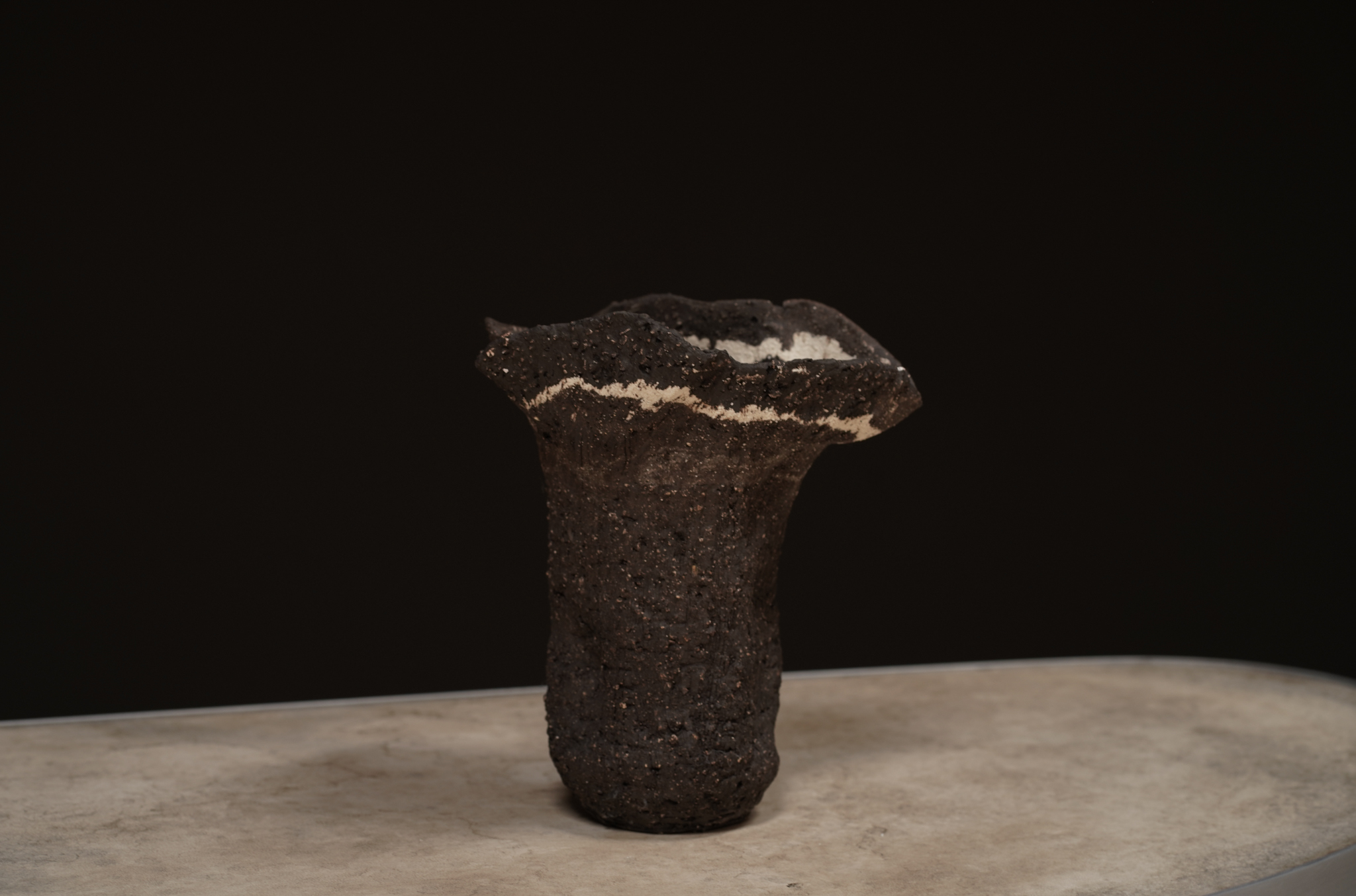 Textured Vase, Brown & Ivory