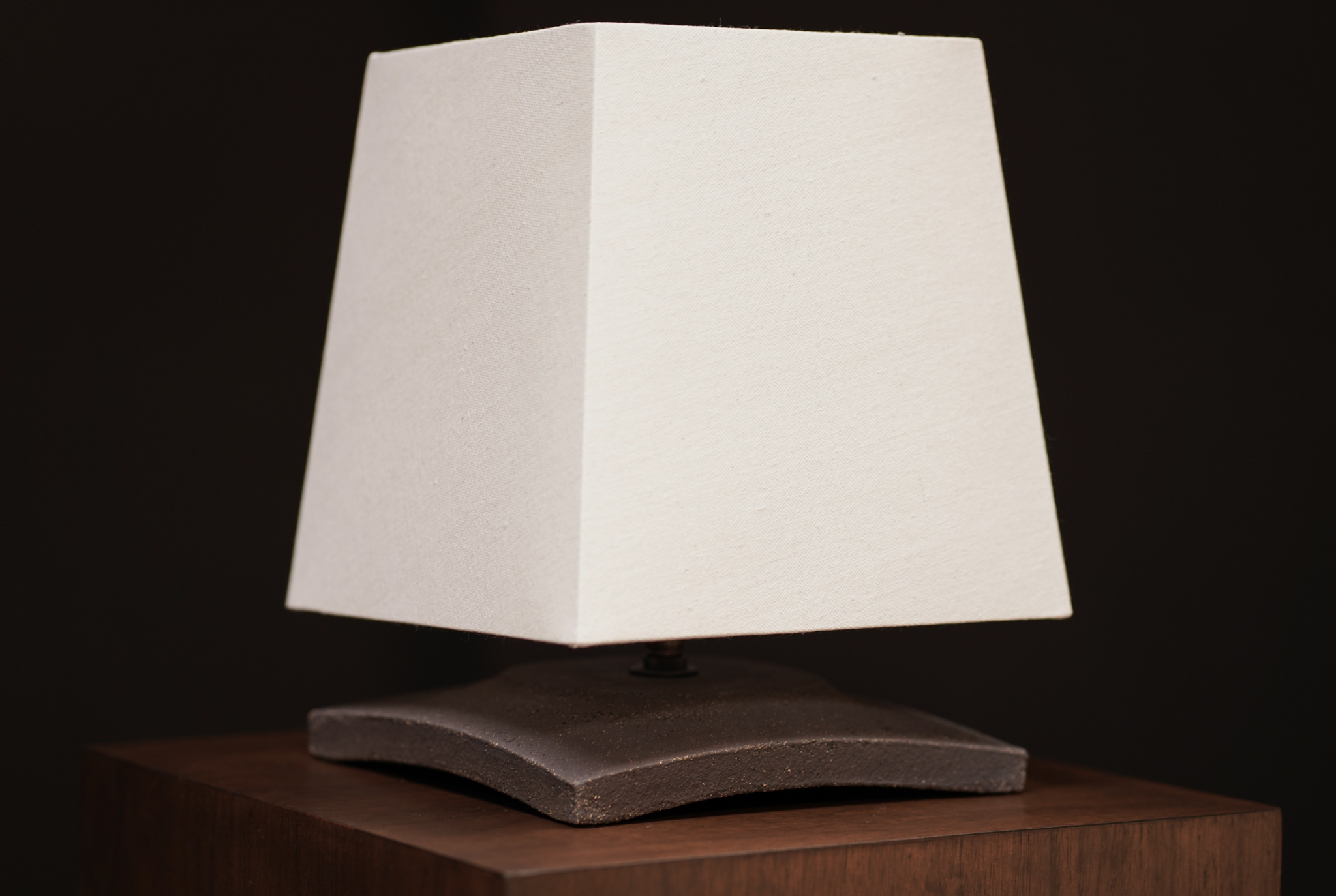 Small Square Curved Slab Lamp, Raw
