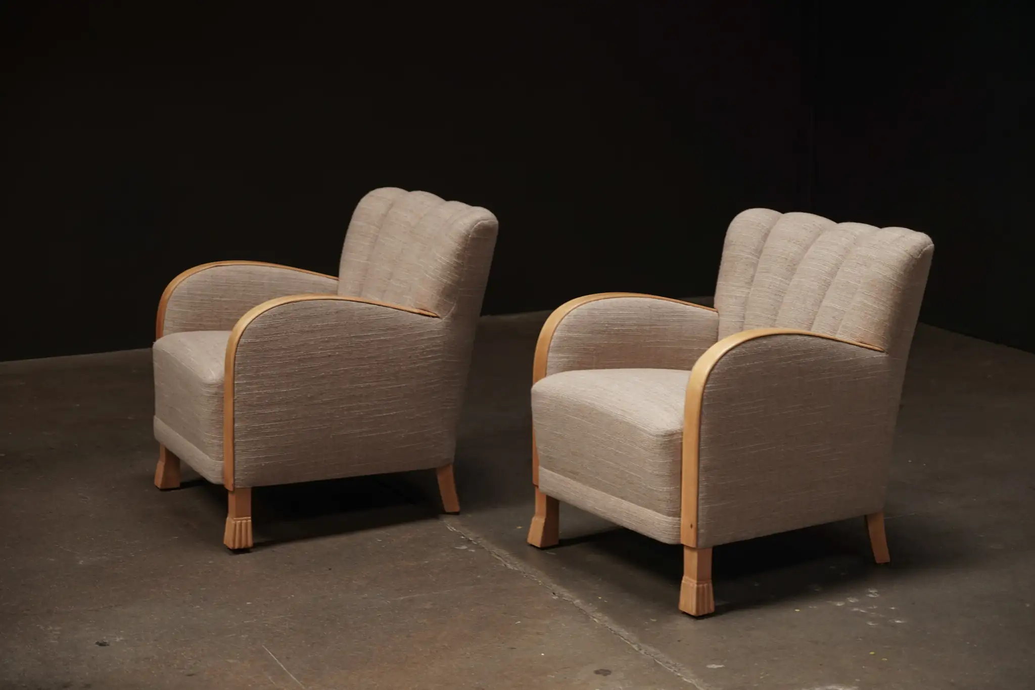 Linen Lounge Chairs, Pair