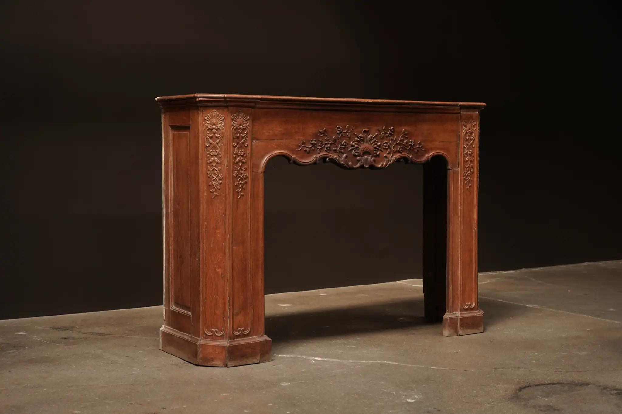 Carved Wood Floral Fireplace Mantel