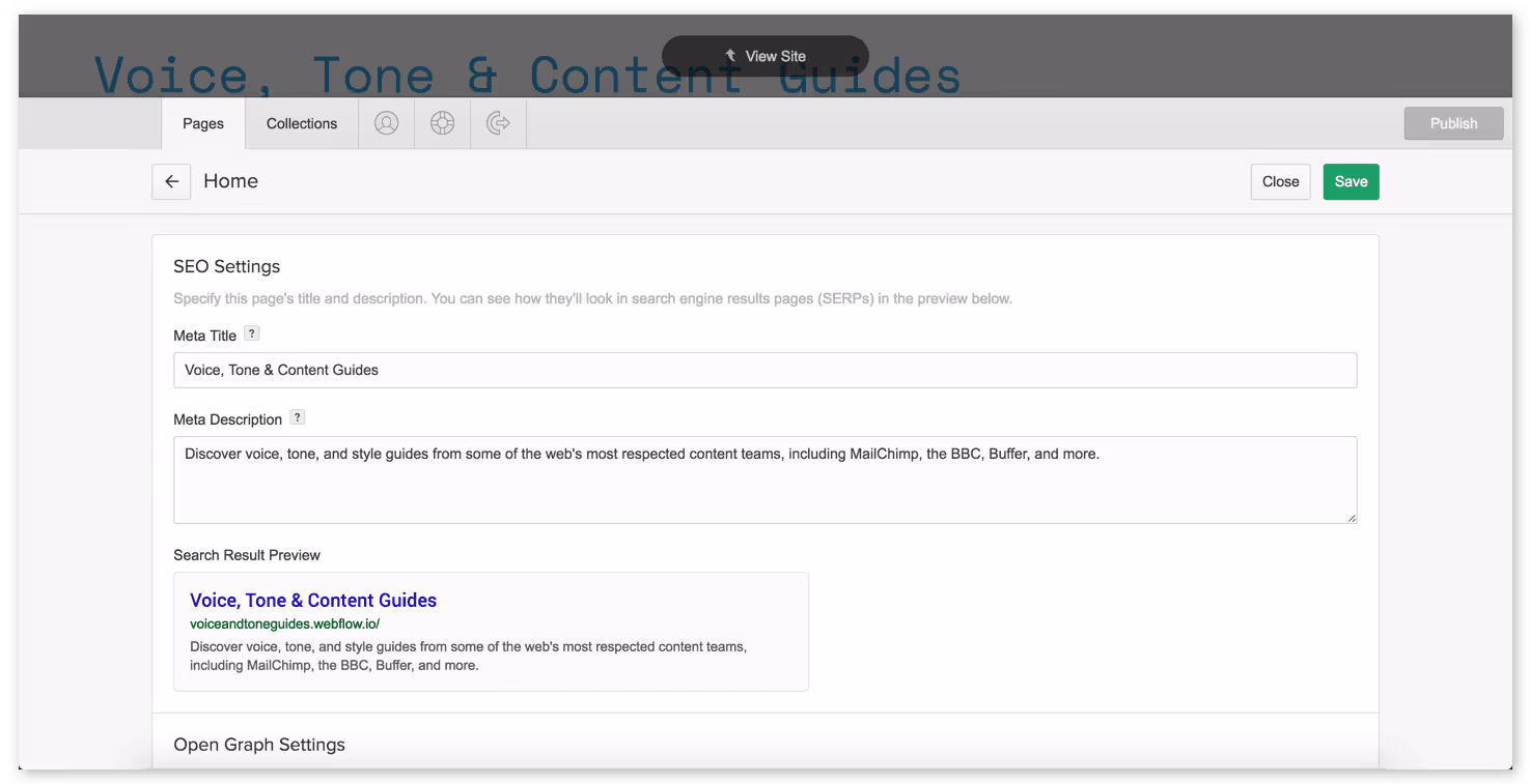 how to edit page settings