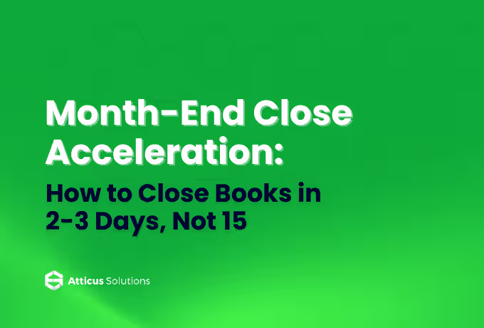 Graphic illustrating a project concept for speeding up month-end financial closing processes significantly.