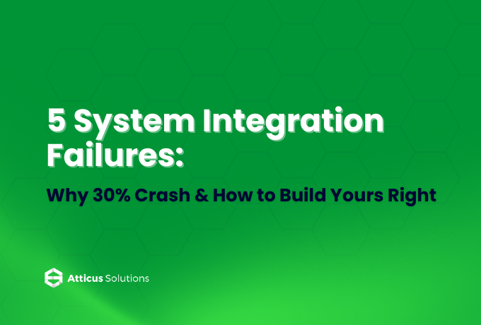 Image of a keyboard with software integration concepts, highlighting 5 common system integration failures and solutions.