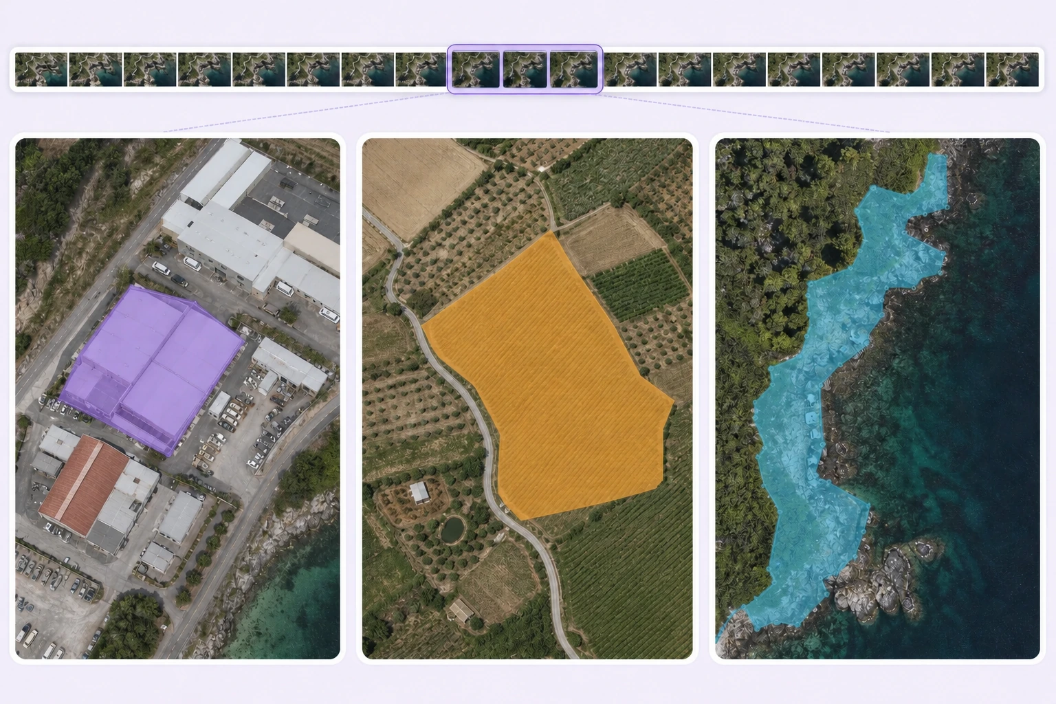 Unitlab pixel-perfect segmentation visual showing field and vegetation boundary masks aligned to satellite imagery.