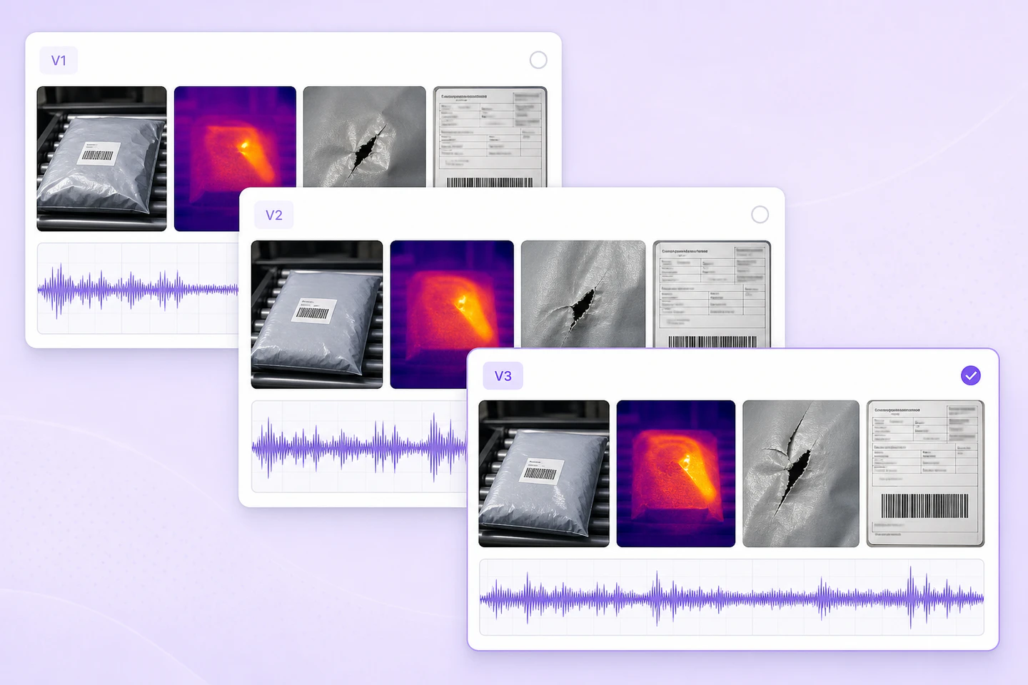 Dataset Versions Three traceable versions of a realistic multimodal inspection dataset