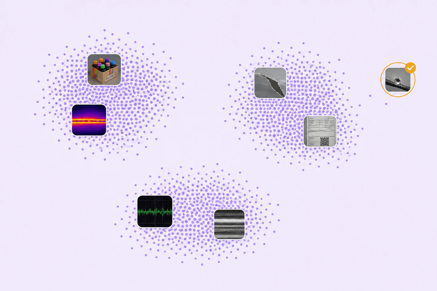 Embedding View Embedding clusters with realistic multimodal samples and one quality outlier