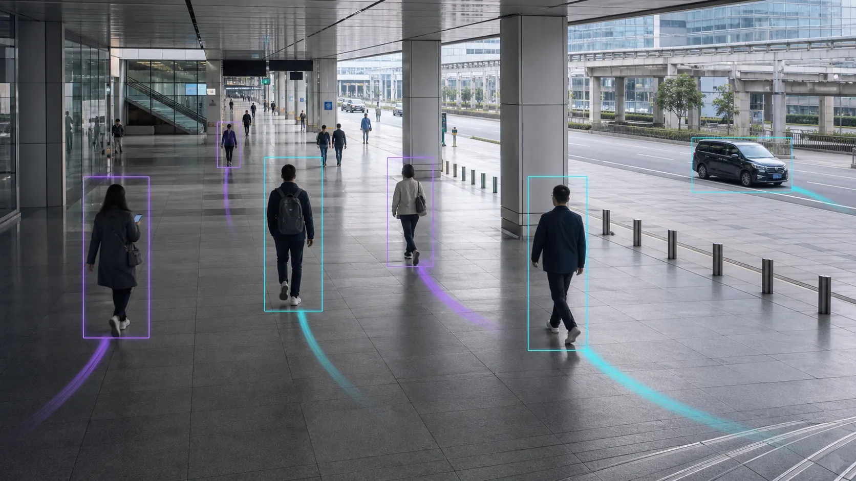 Surveillance footage prepared for people, activity, and incident annotation.