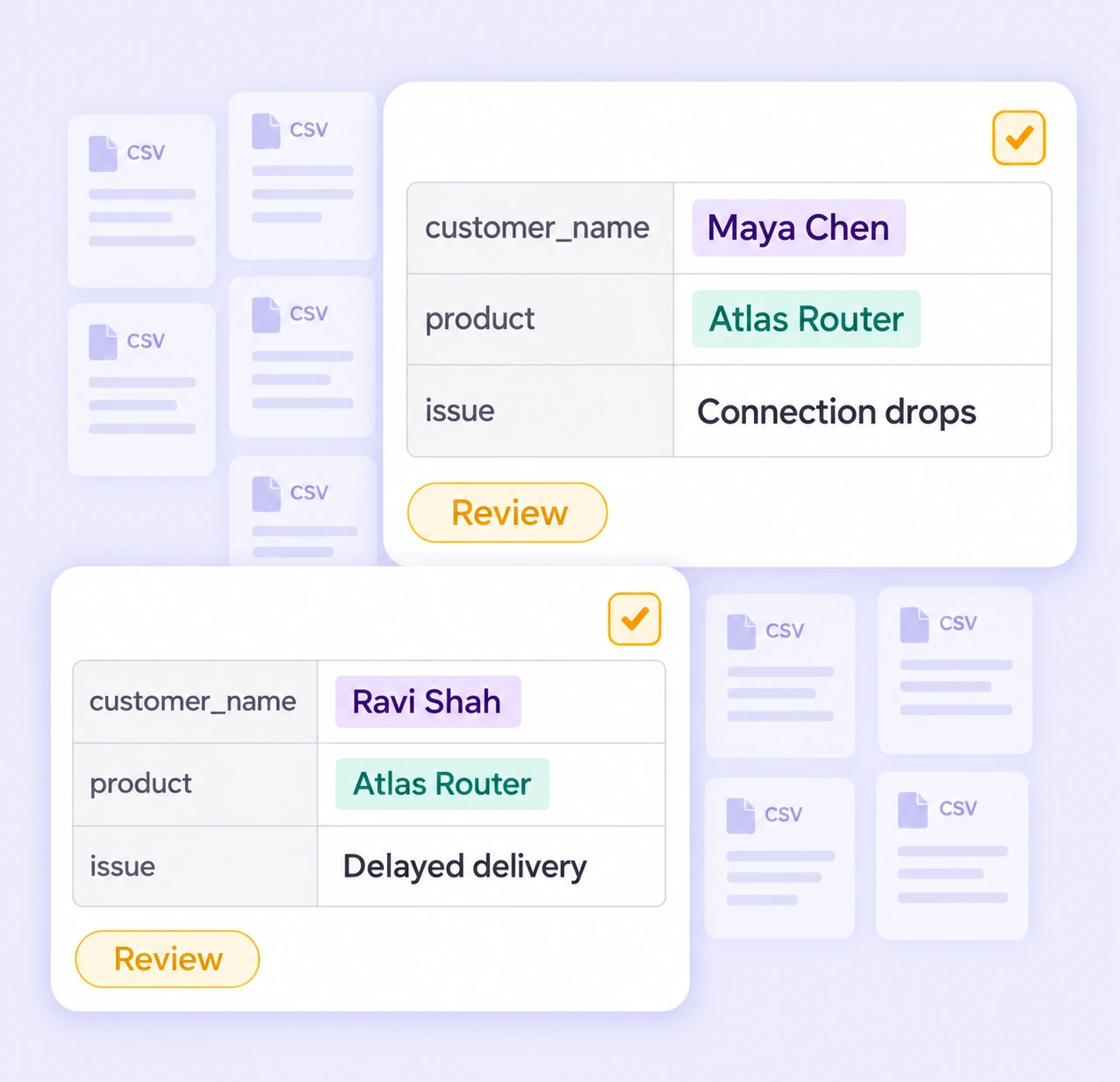 Tabular Dataset Inspection CSV dataset inspection with sample rows and a detailed record preview.