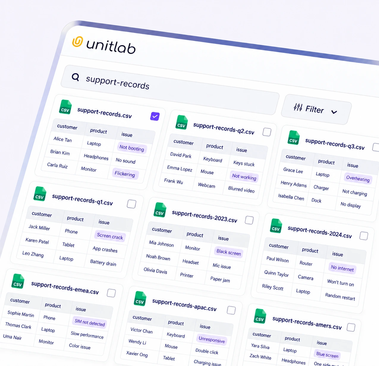 Tabular Dataset Search CSV dataset search using query, metadata, tags, and filters.