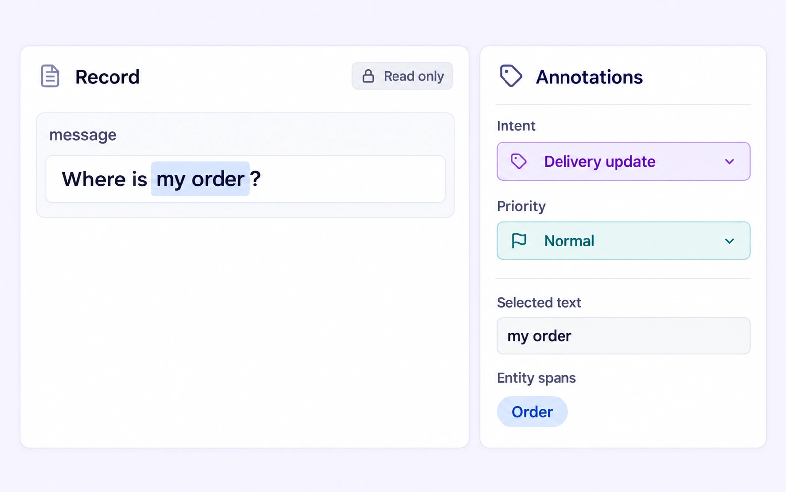 Intent Classification in a native CSV record annotation example Intent Classification in a native CSV record annotation example