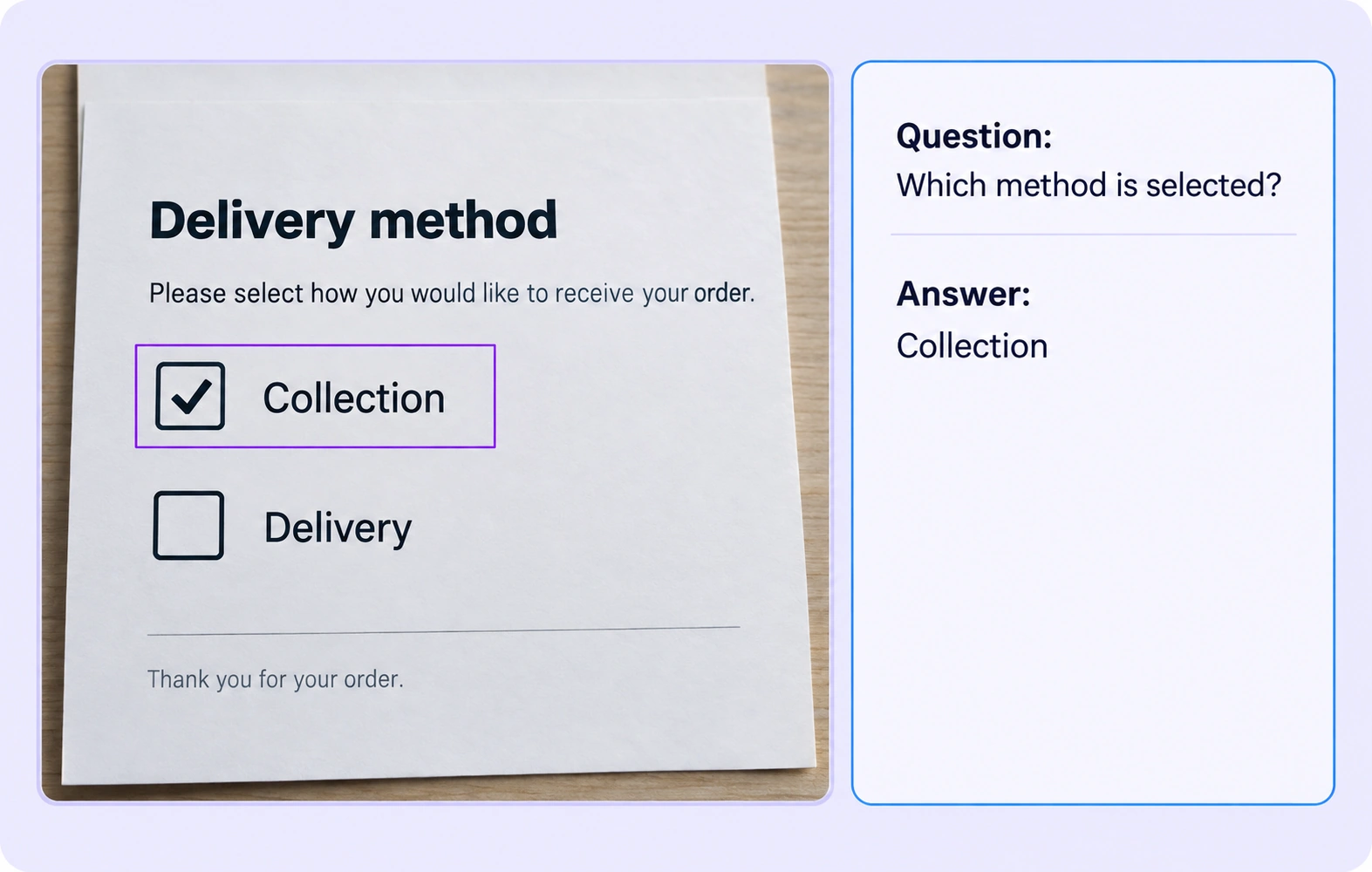 The checked Collection option is marked as evidence for a document question. The checked Collection option is marked as evidence for a document question.