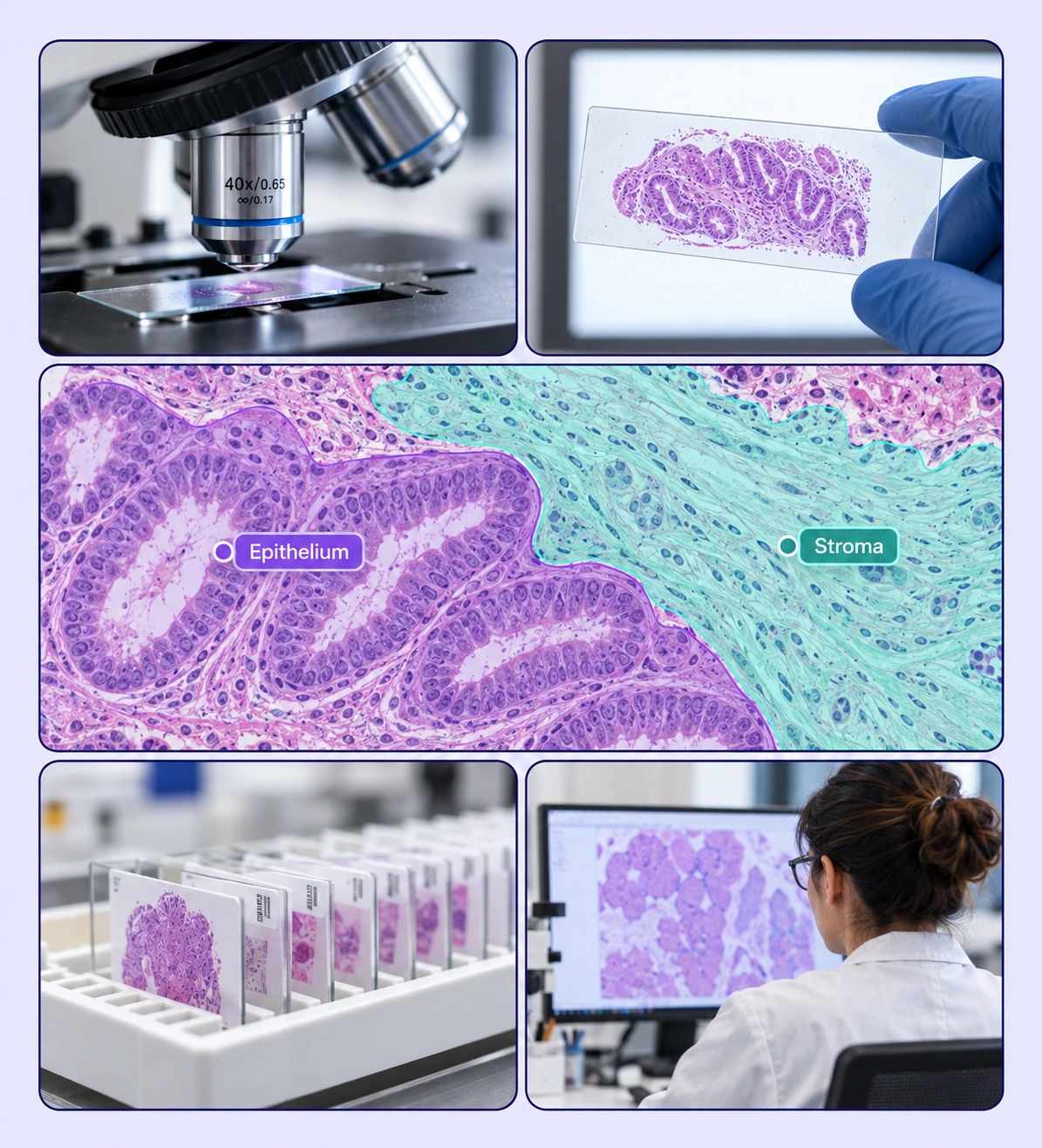 Tissue Segmentation example with source-data annotations and contextual photographs.