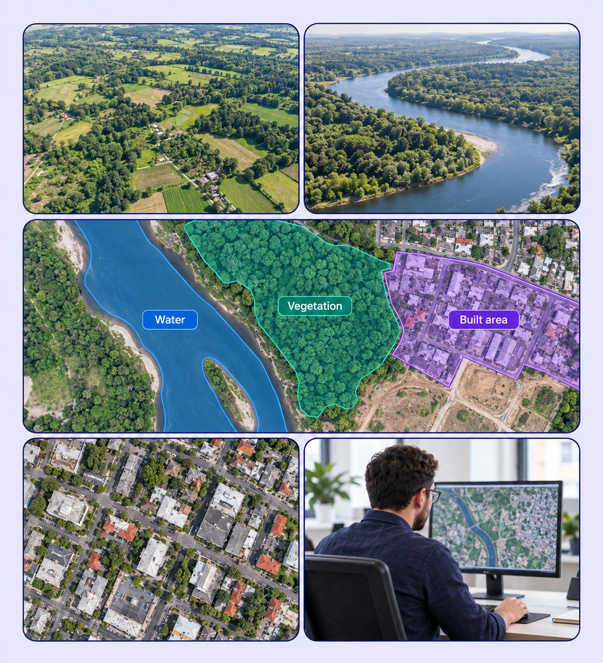 Land Use Classification example with source-data annotations and contextual photographs.