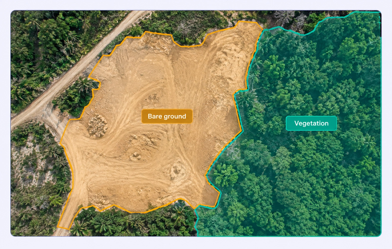 Aerial imagery with bare-ground and vegetation class regions. Aerial imagery with bare-ground and vegetation class regions.