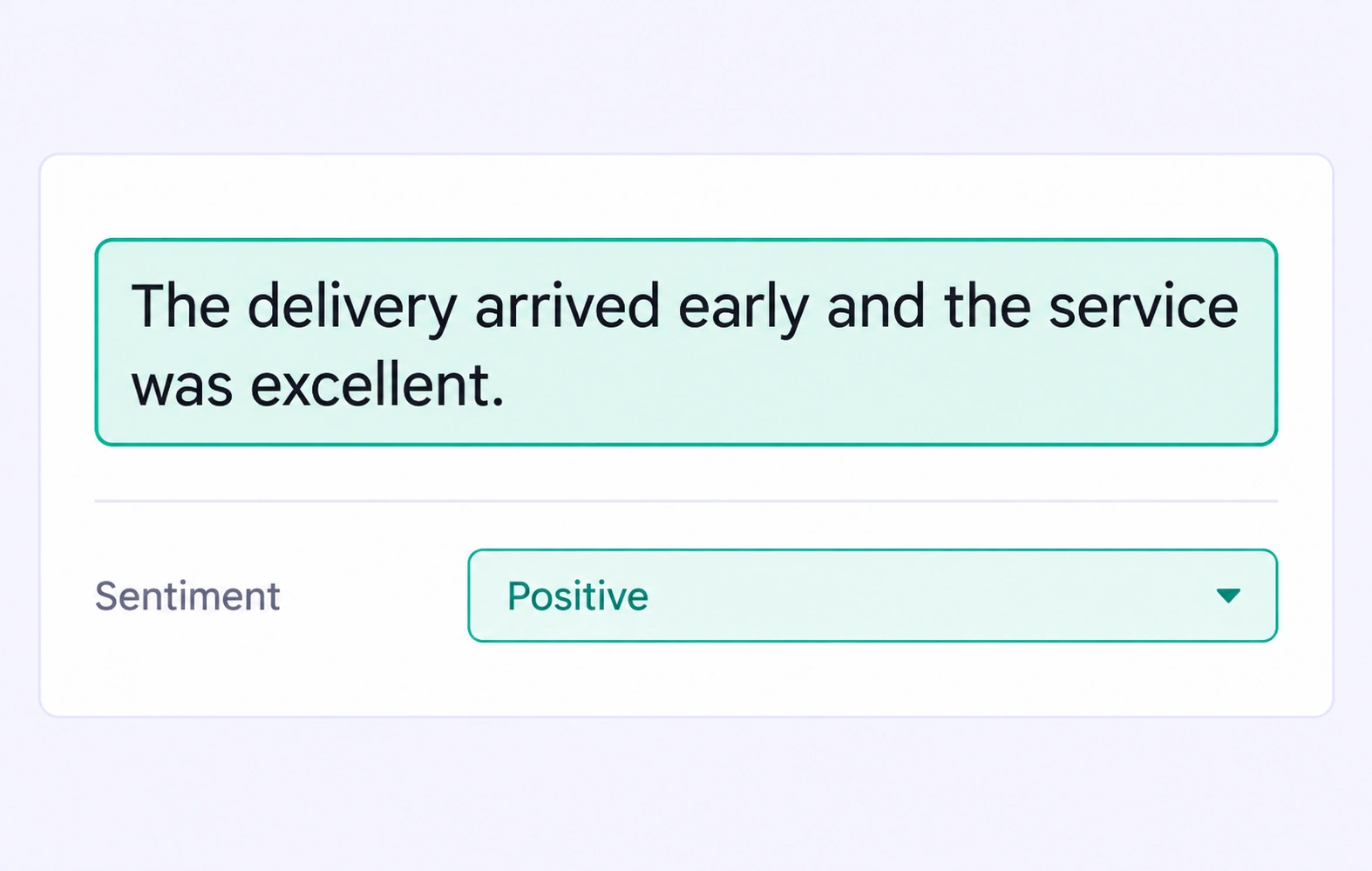 Customer feedback assigned a Positive sentiment label. Customer feedback assigned a Positive sentiment label.