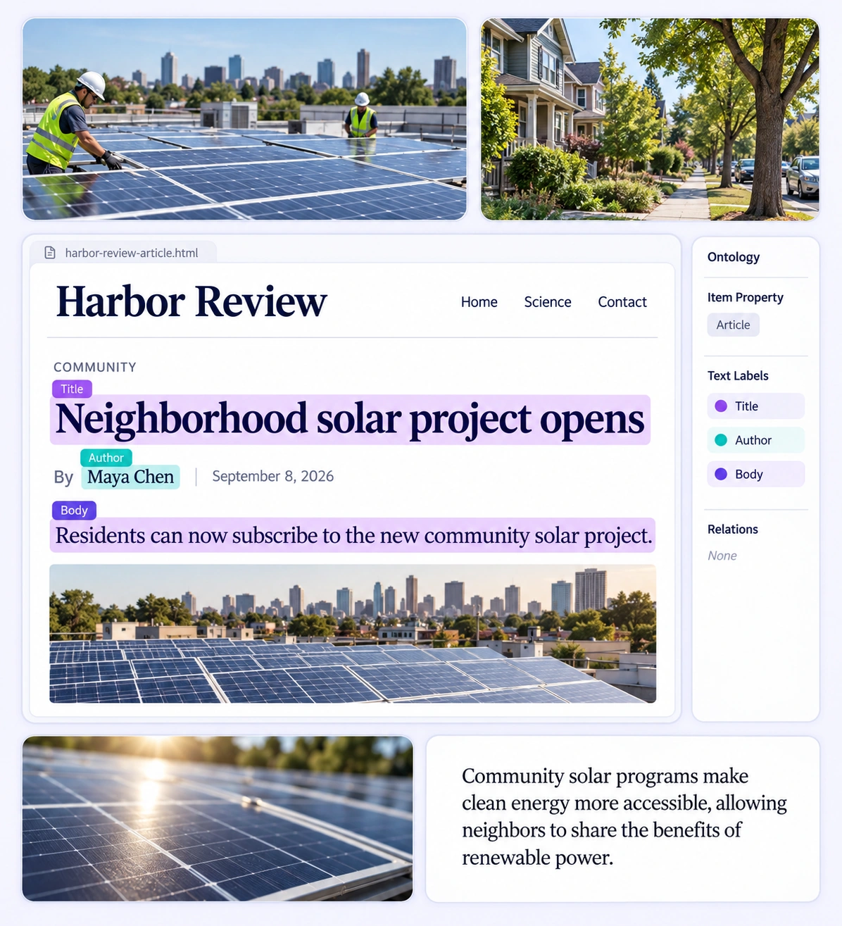 Editorial HTML collage with main content and metadata labels Editorial HTML collage with main content and metadata labels
