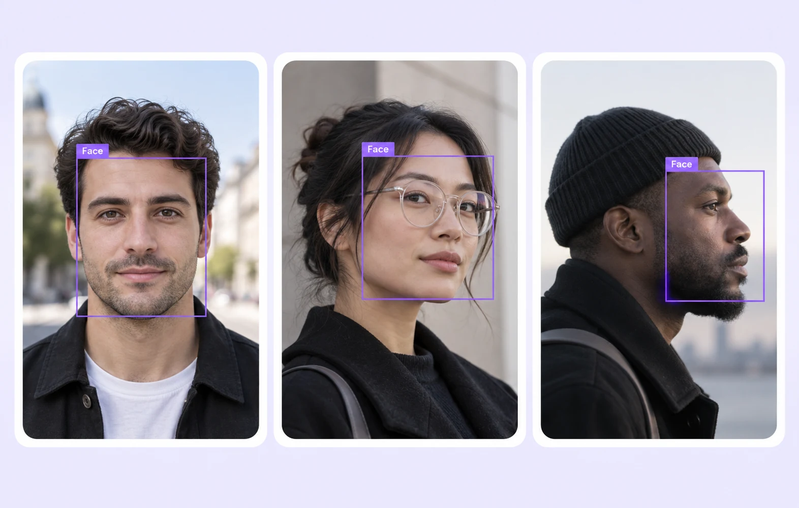 Face annotation examples across different poses and lighting conditions