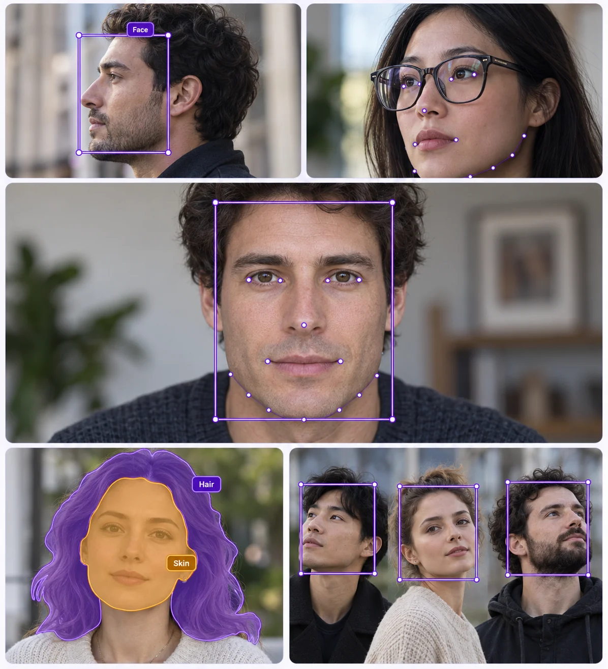 Facial Recognition training data with task-specific annotation examples