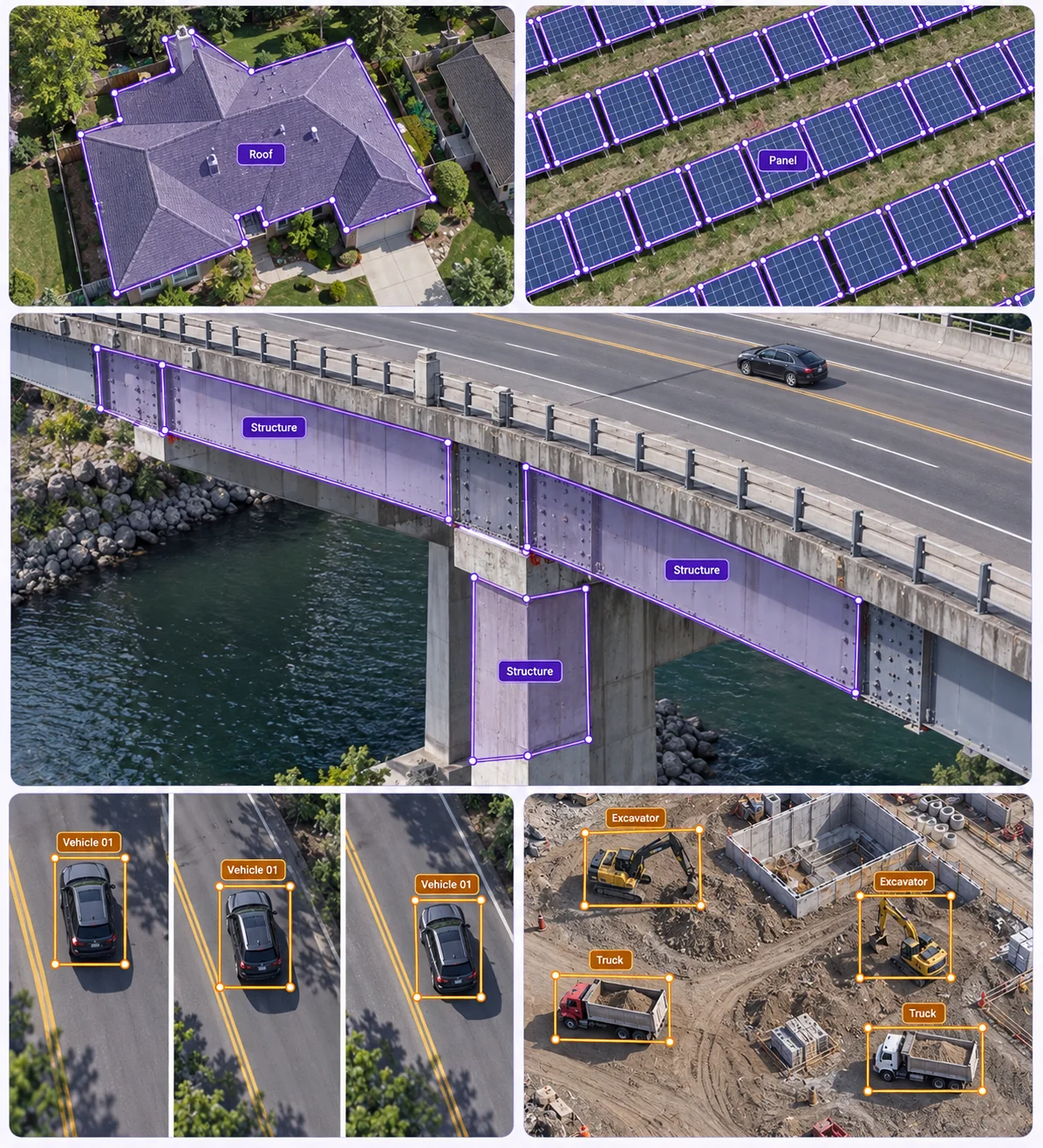 Drones & UAVs training data with task-specific annotation examples