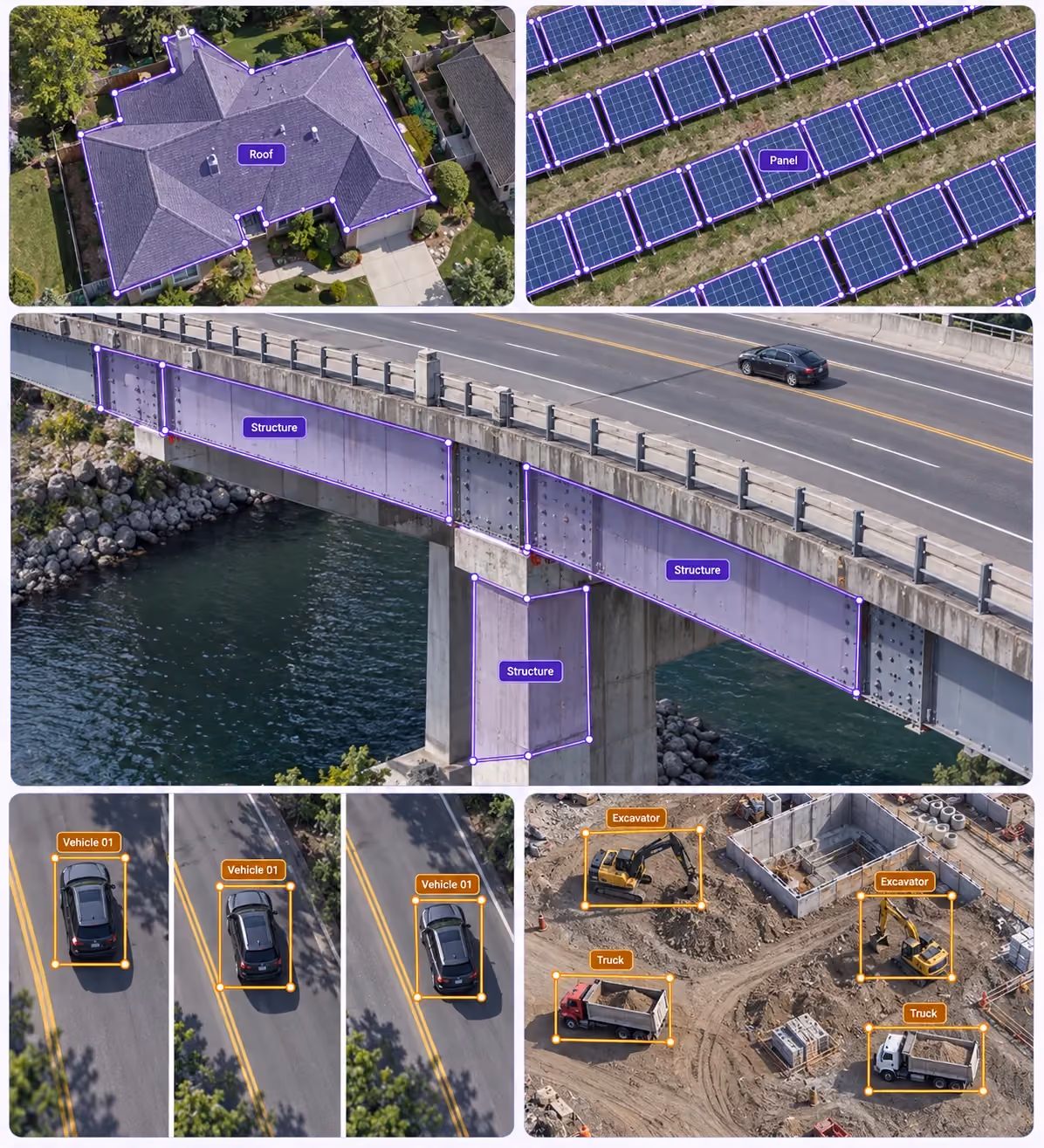 Drones & UAVs training data with task-specific annotation examples