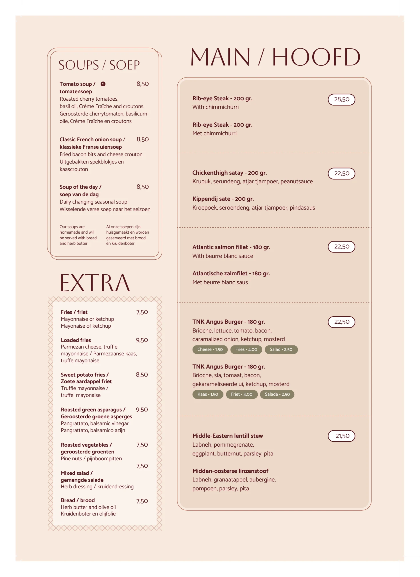 't Nieuwe Kafé main courses