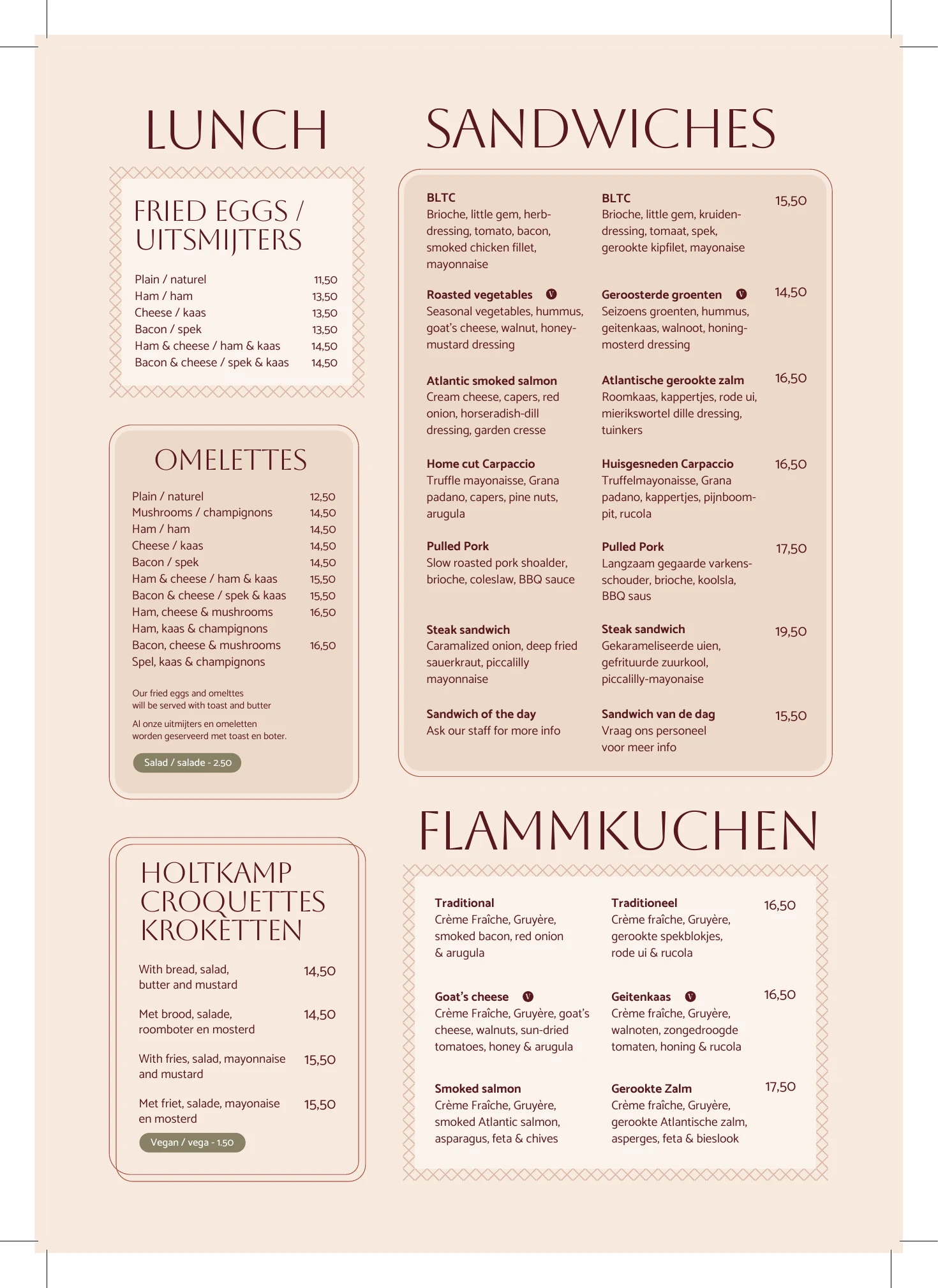 't Nieuwe Kafé lunch menu
