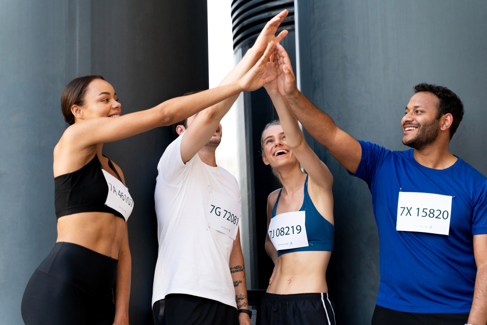 A team member high-five
