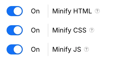 4) Activer Minify CSS et Minify JS