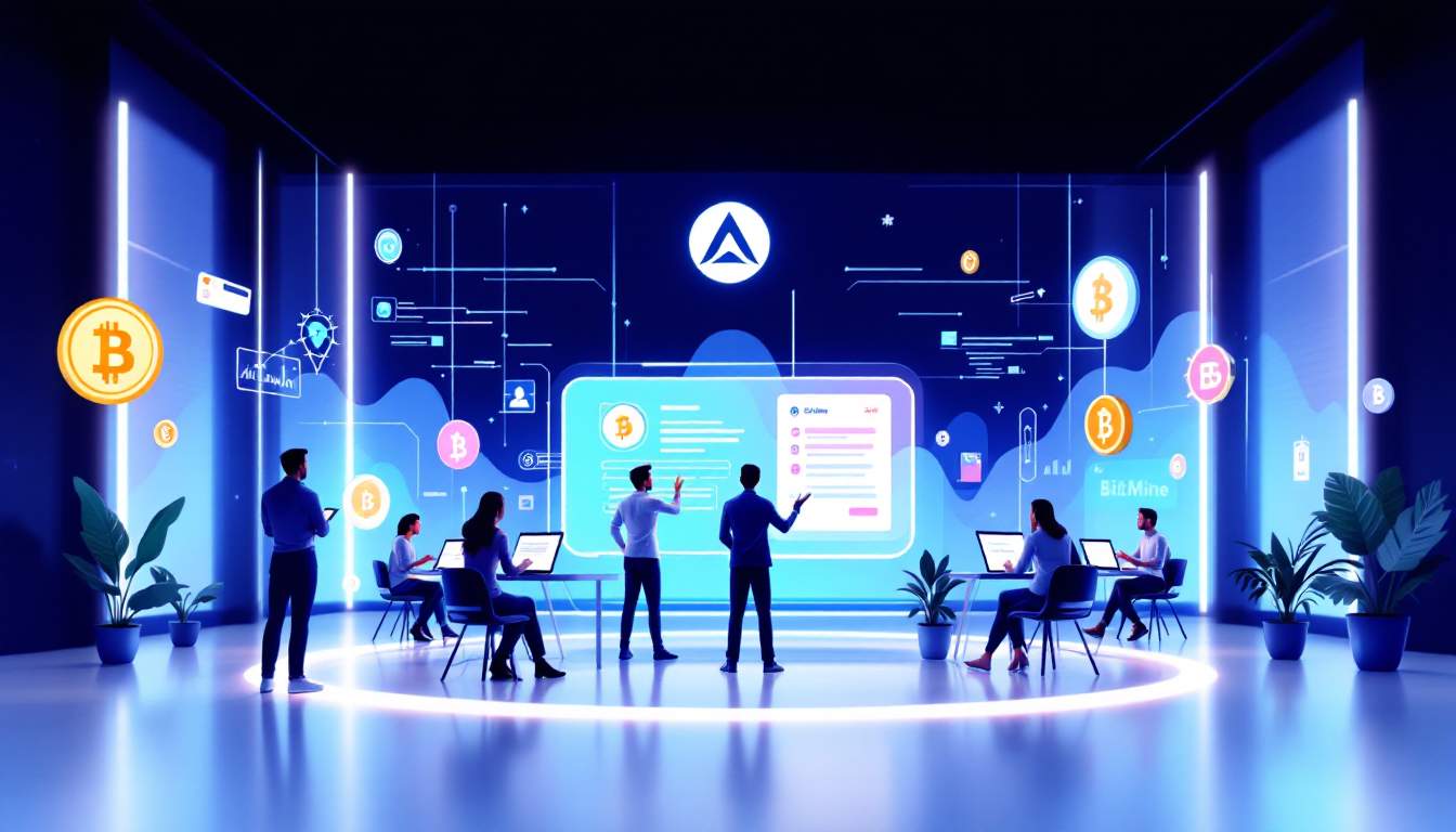 Coinbase logo with digital currency background