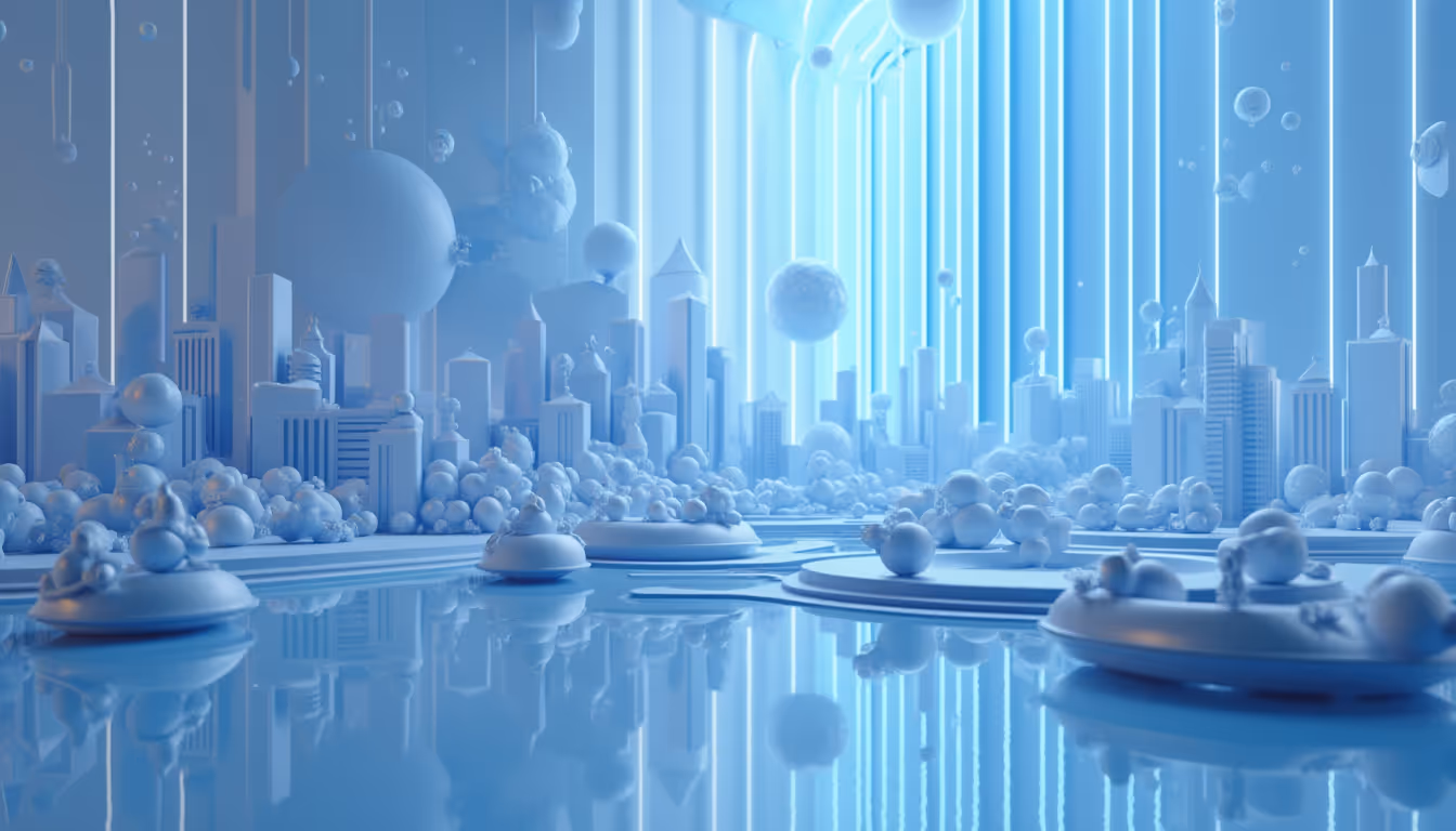 A 3D realistic illustration of the CLARITY Act's themes, featuring a blue to white gradient skyline.