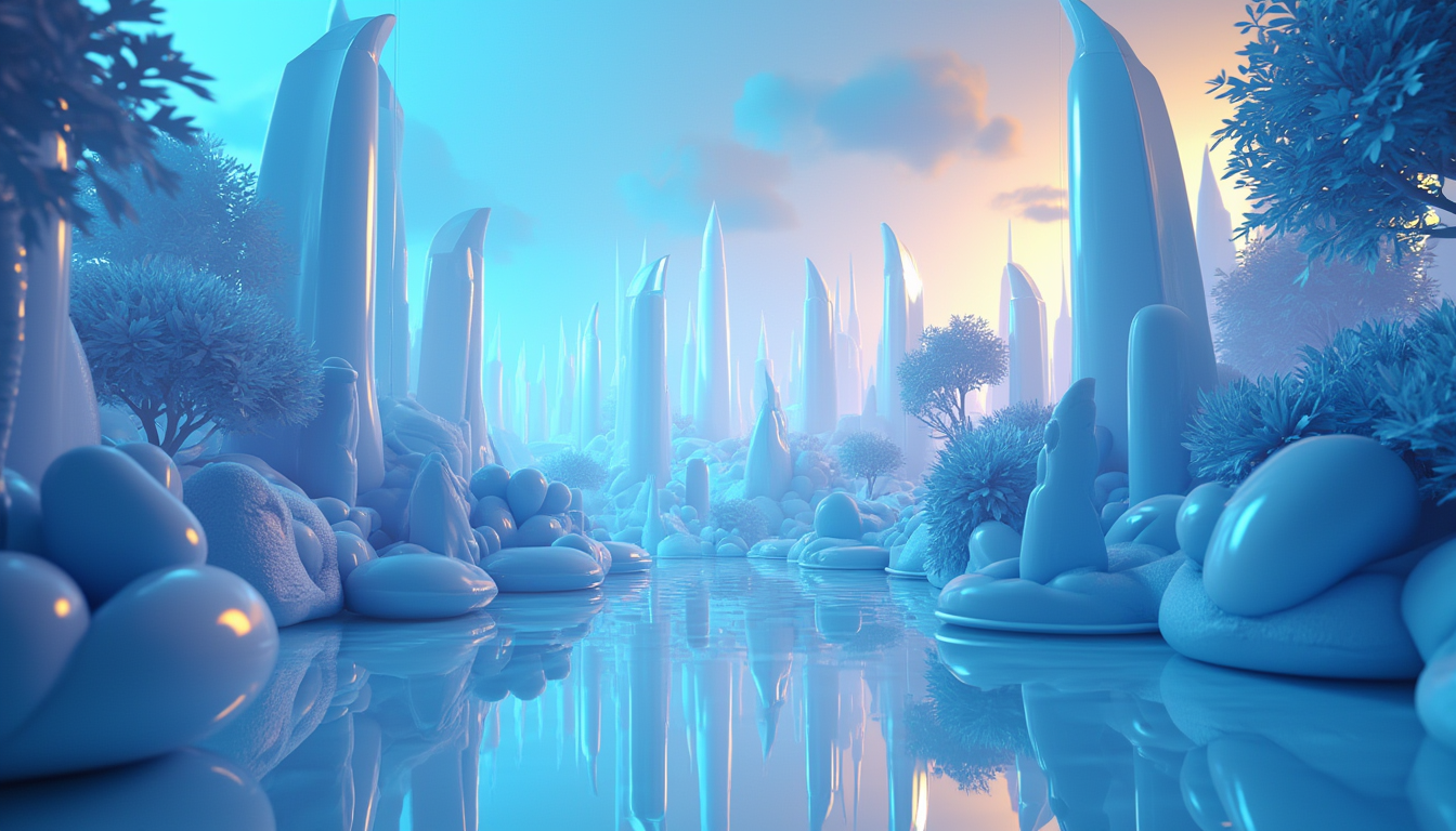 A 3D illustration showing dynamic APY adjustments in cryptocurrency with a futuristic urban skyline.