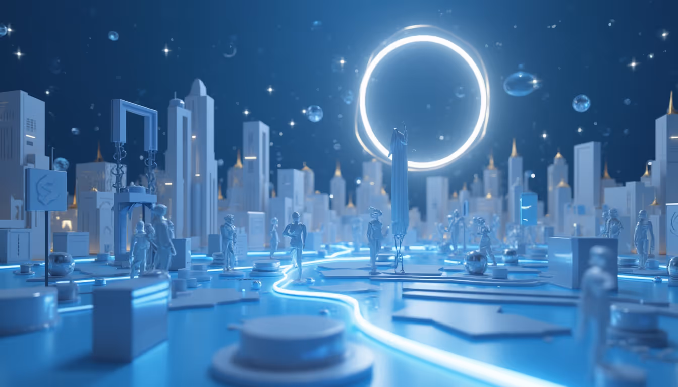 A 3D illustration of XRP symbolizing financial transformation, set in a futuristic urban skyline.