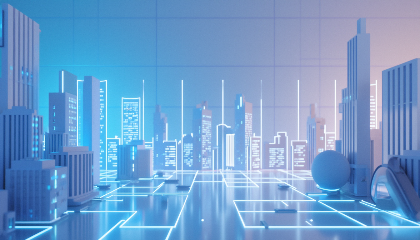 A 3D illustration depicting Robinhood Markets, featuring a blue to white gradient background.