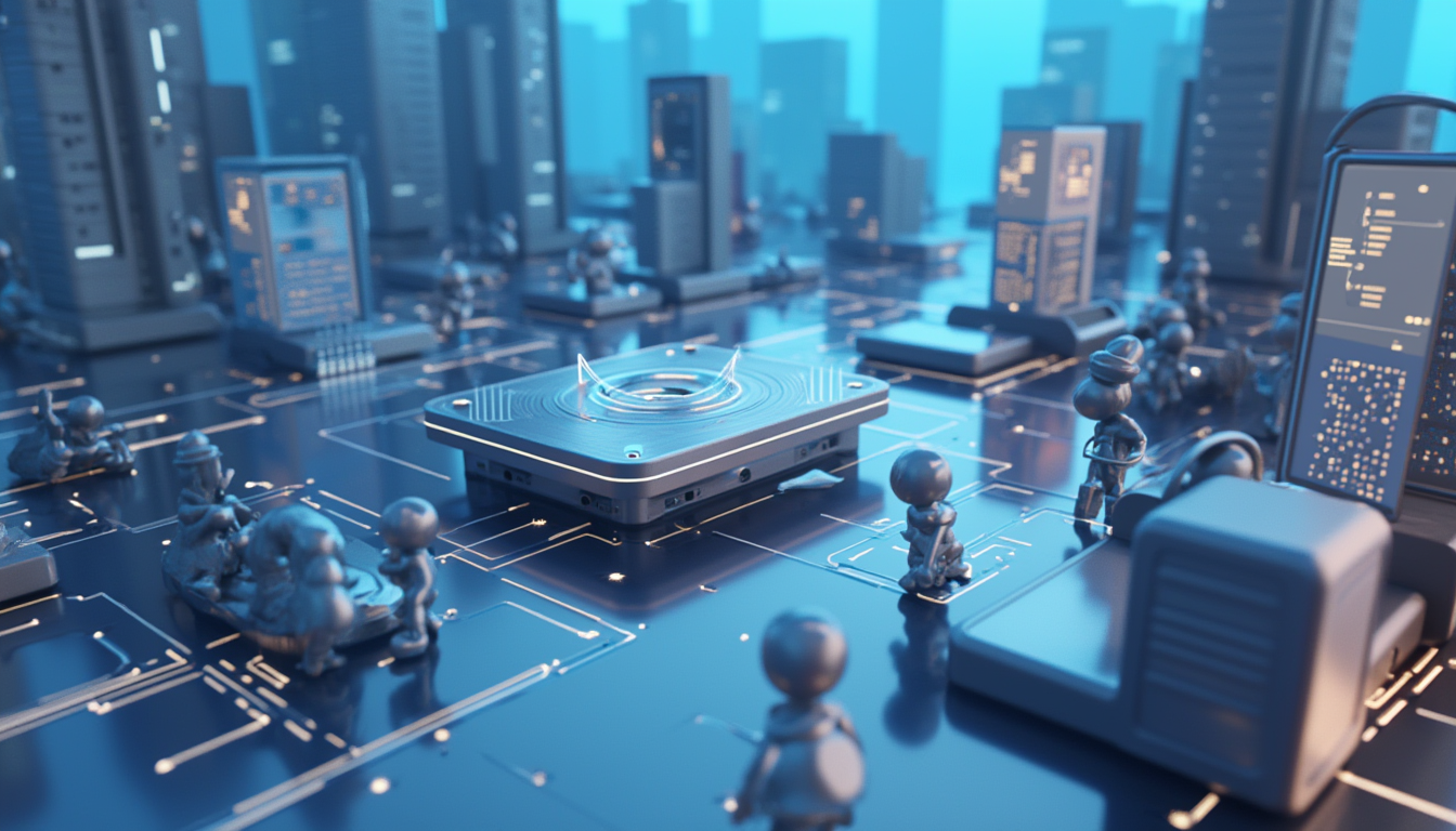 A 3D illustration of a crypto wallet development kit with a blue to white gradient background.