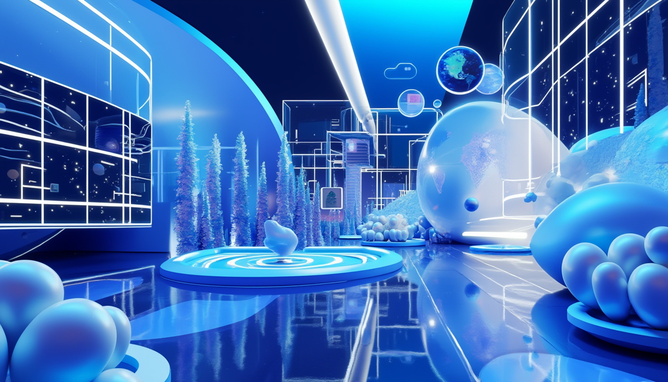 3D illustration depicting Coinbase and Samsung collaboration, featuring a futuristic cityscape.