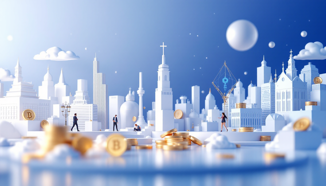 A 3D illustration of a Bitcoin whale depositing 850 BTC, set against a futuristic skyline backdrop.